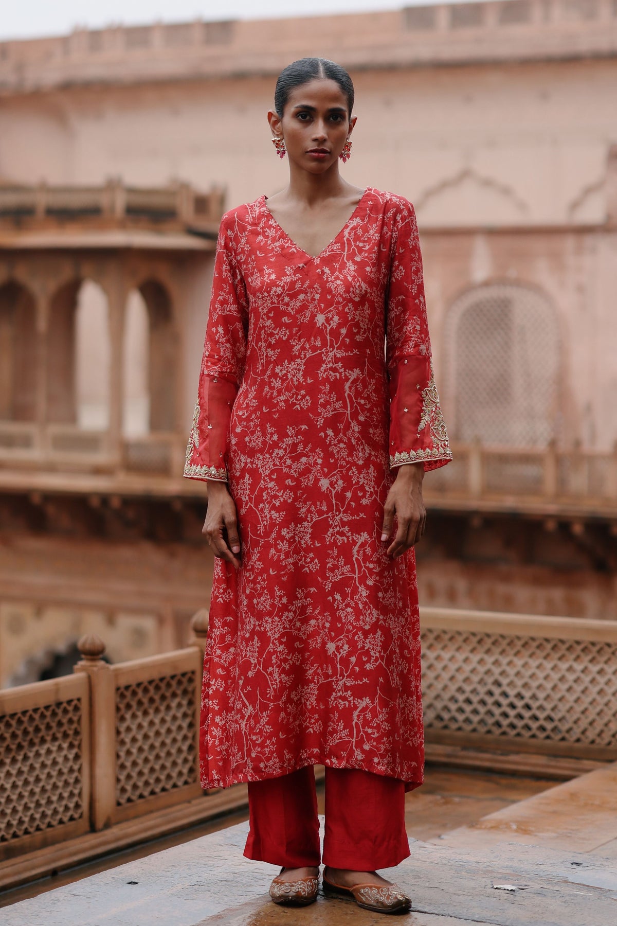 Red Sequin Kurta Set