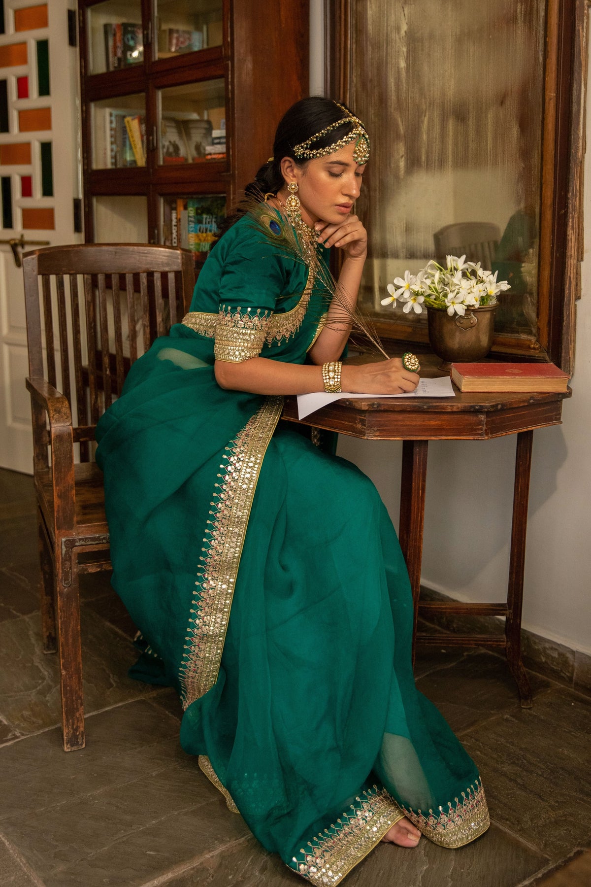 Emerald Green Bridal saree Set