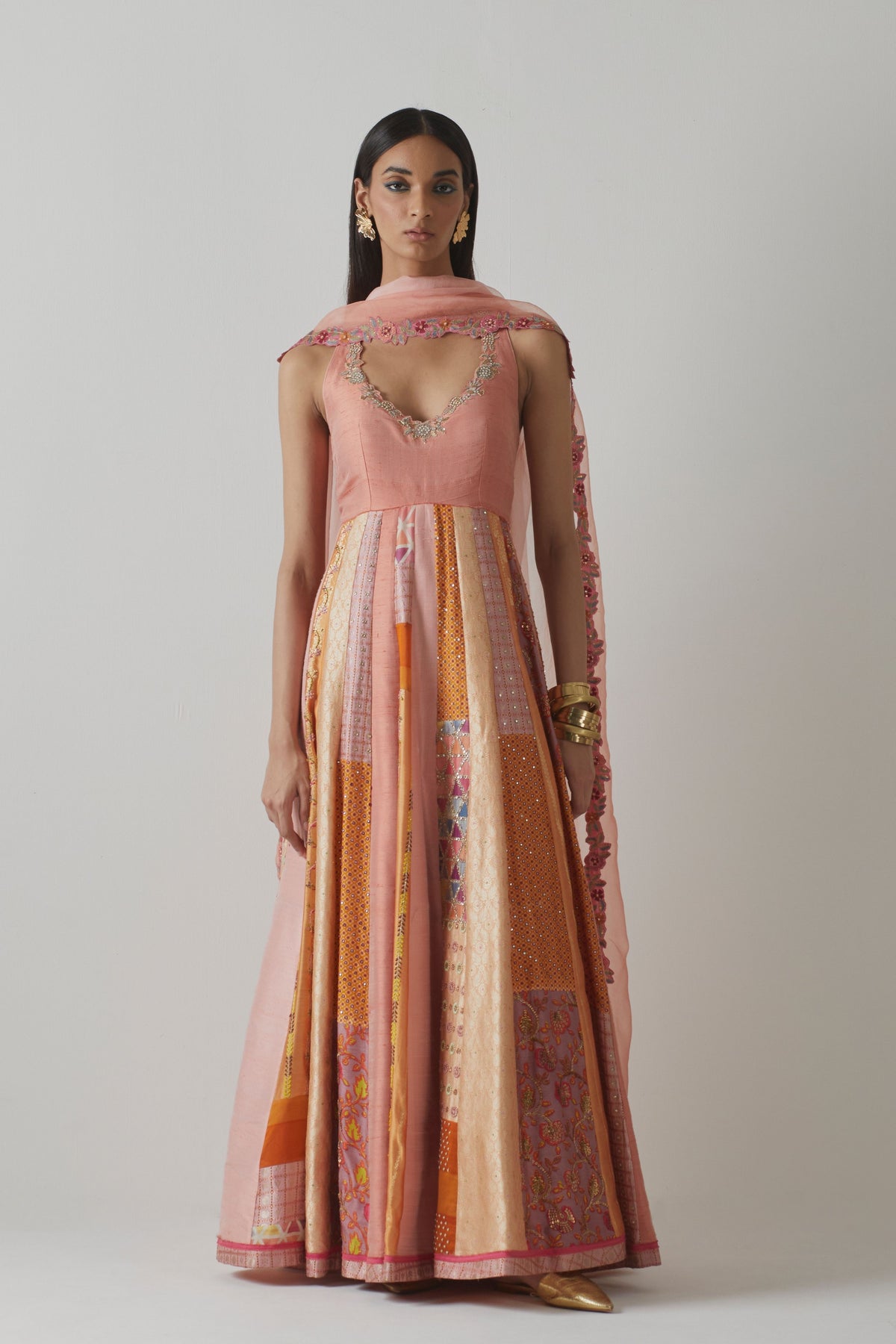 Coral Anarkali Set