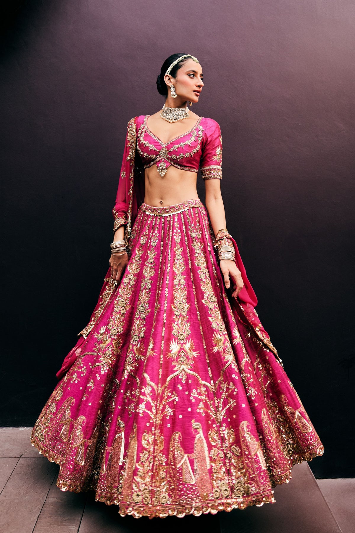 Rani Pink Bridal Lehenga Set