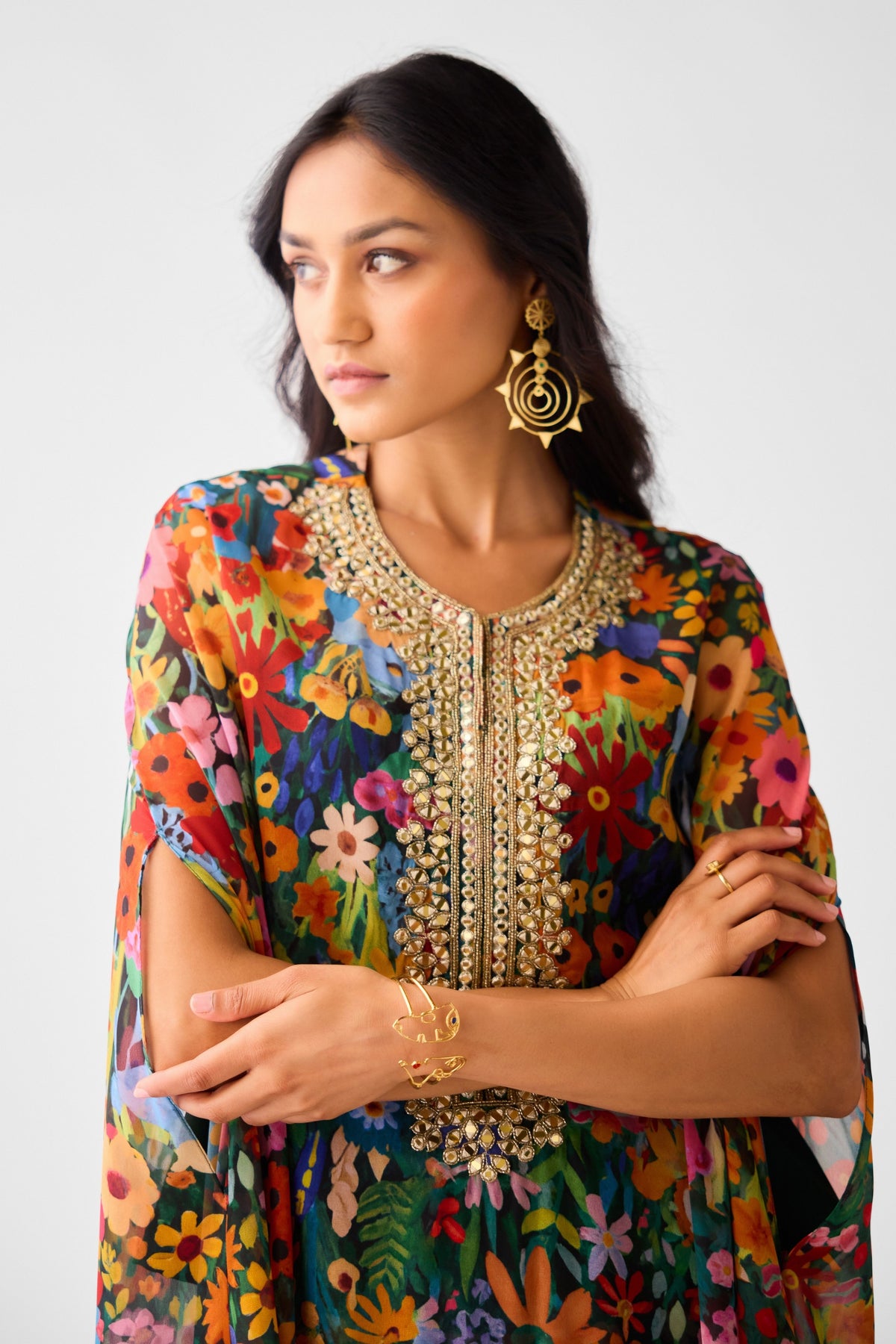 Multi Embroidered Floral Sharara Set