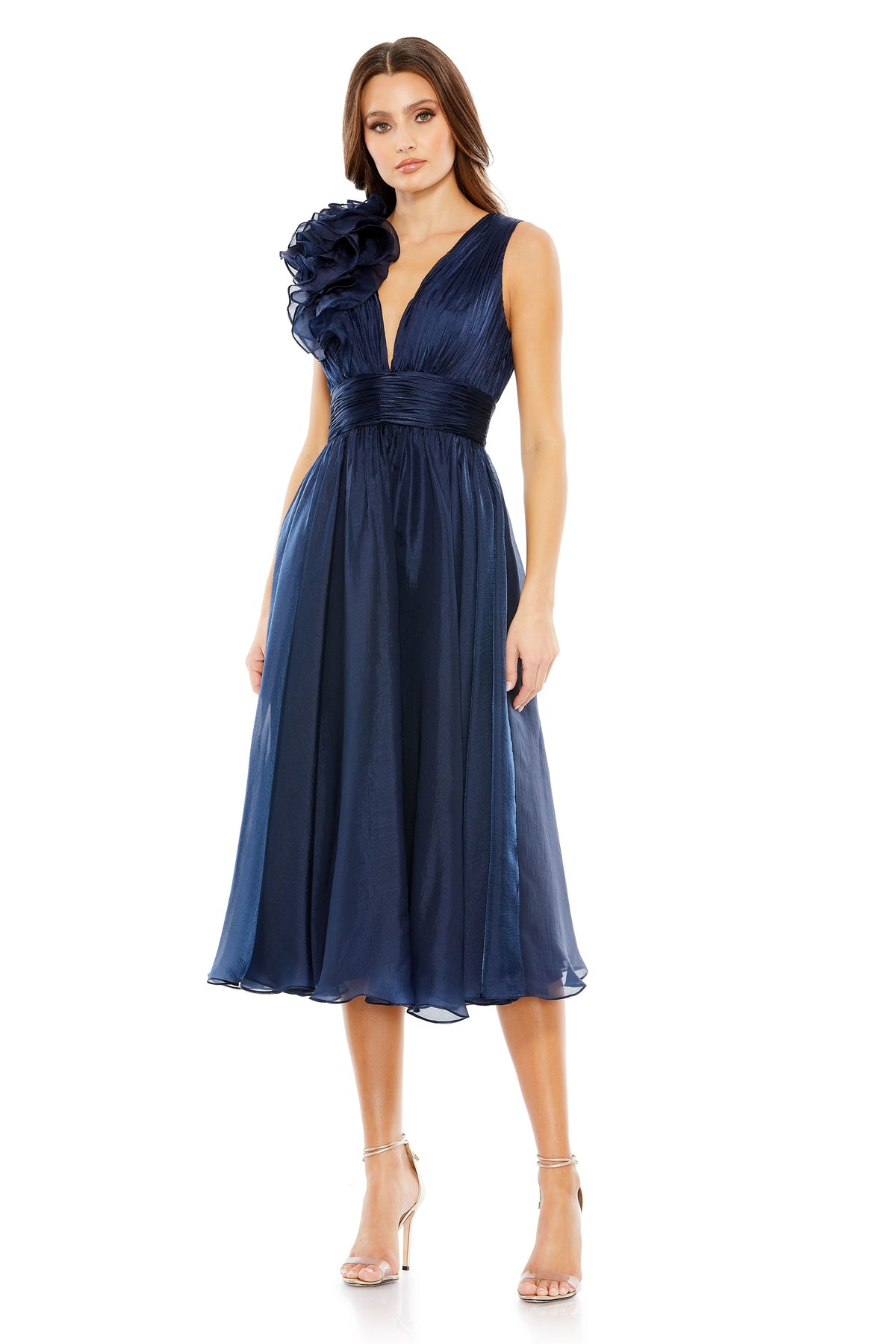 Ruffled Rosette Midnight Dress