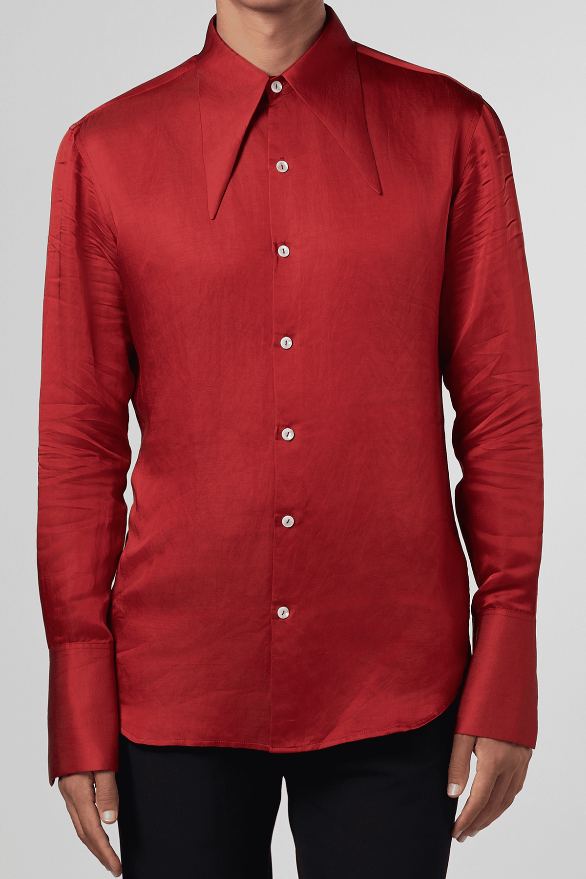 Tie up Collar Red Shirt