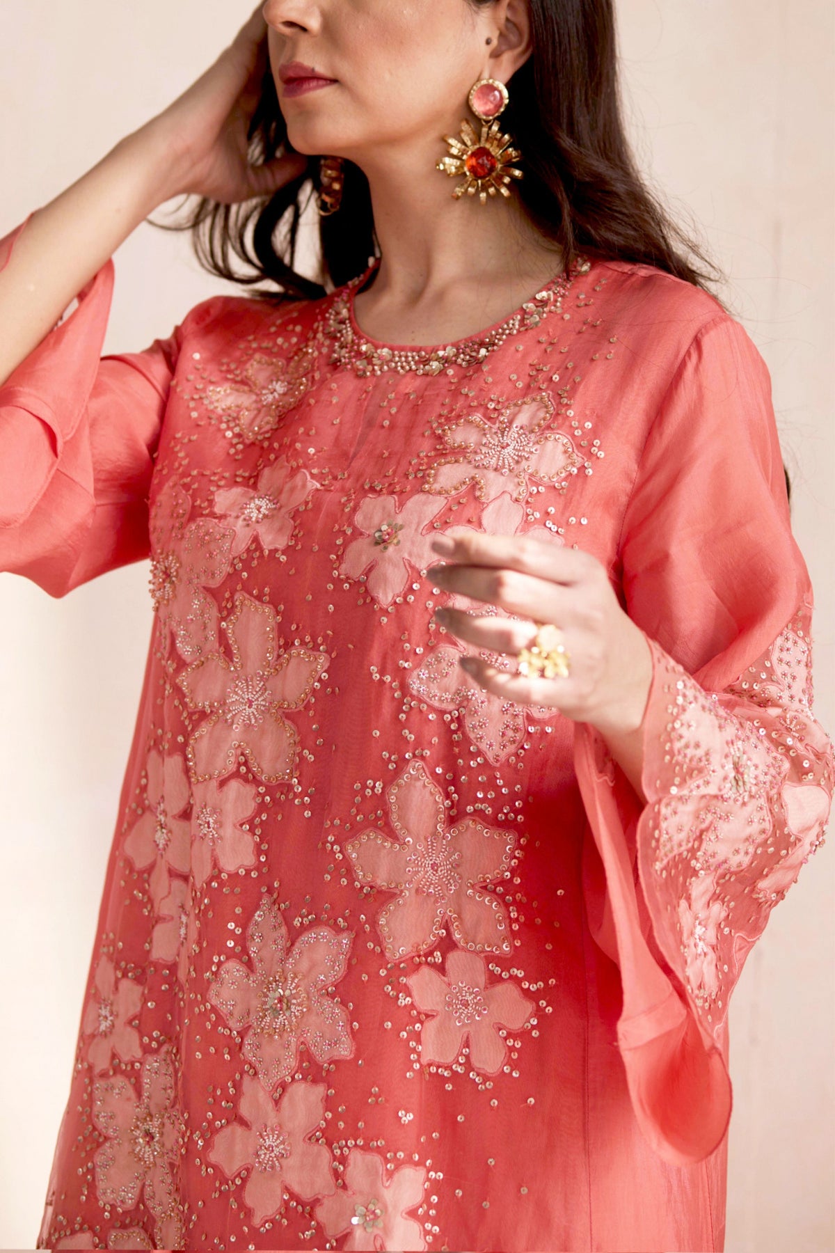 Peach Sharara Set