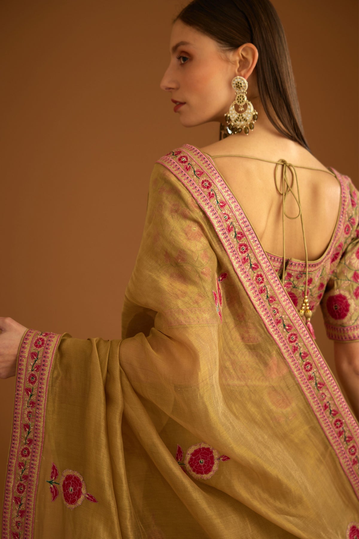 Mustard gold Saree set