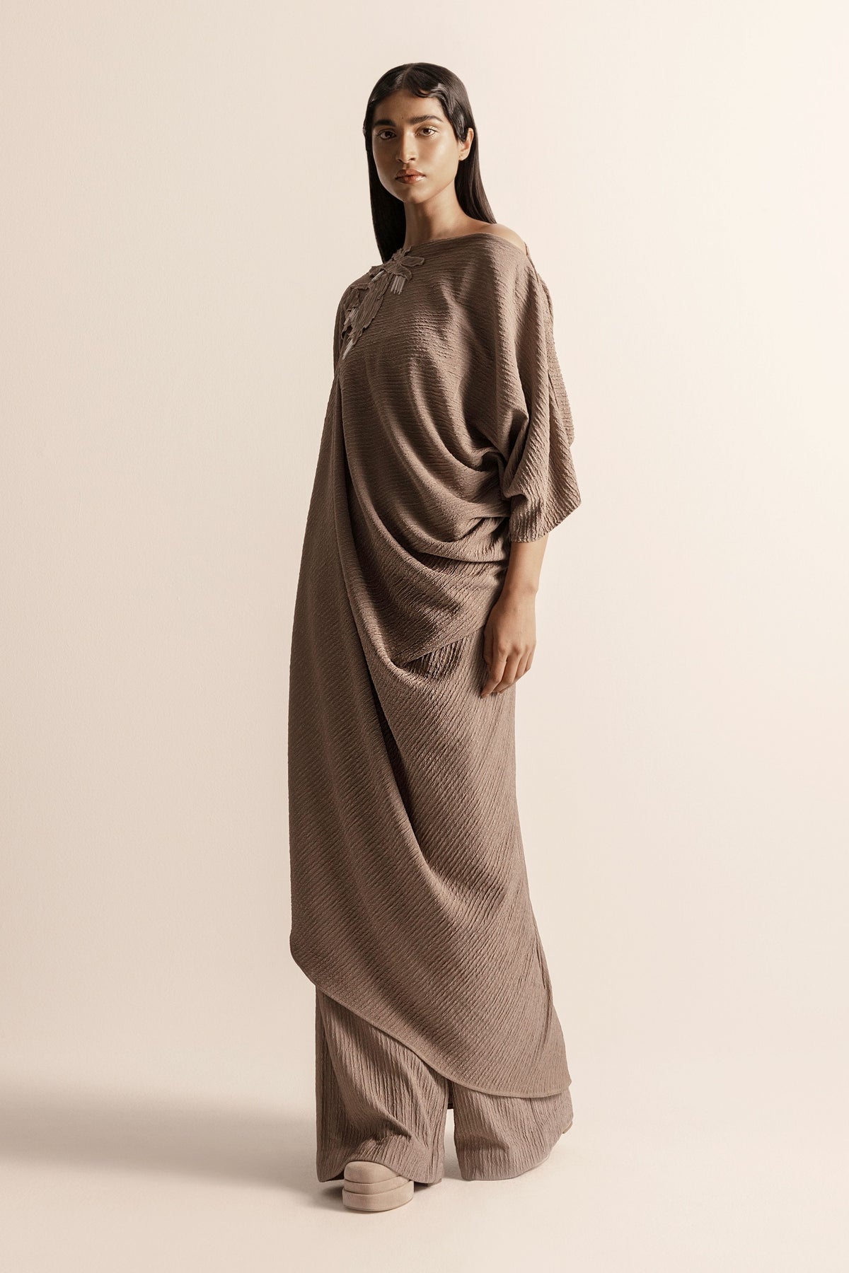 Nadru Knit Draped Tunic Set