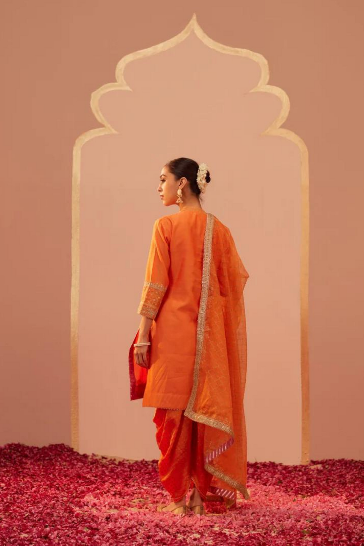 Faheeda Orange Kurta Set