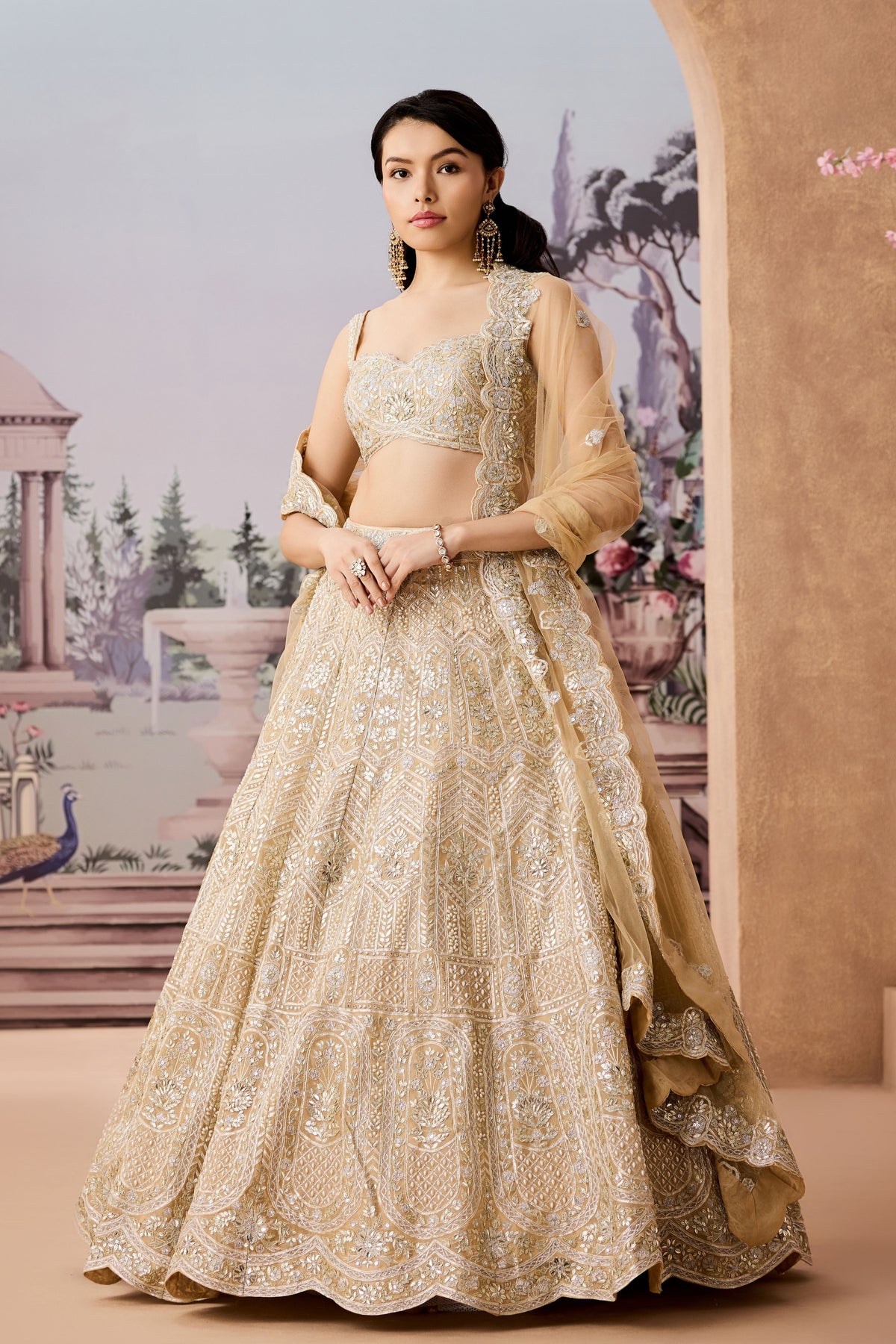 Alld Champagne Pearl Lehenga Set