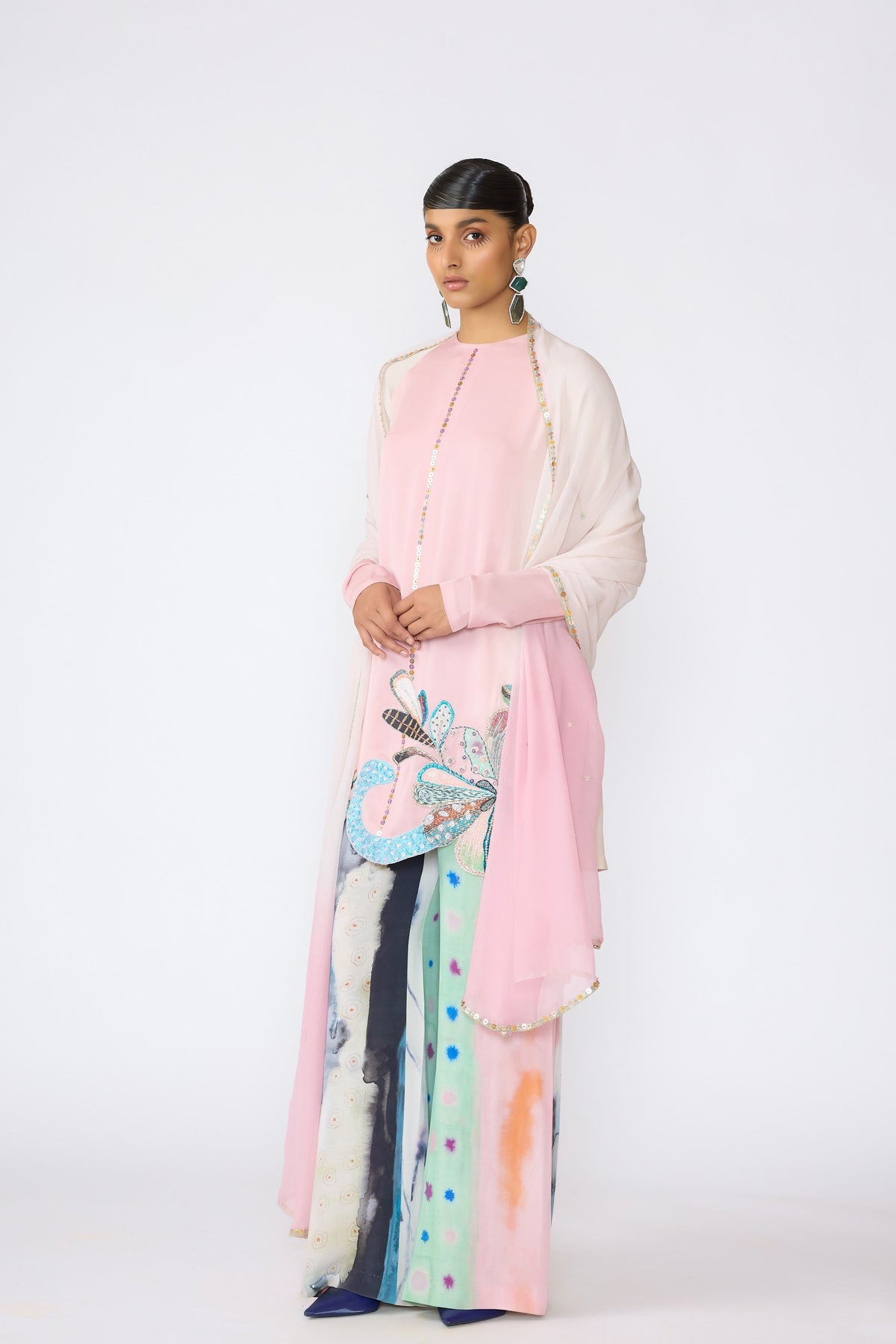 Ivory &amp; Pink Fleur Kurta Set