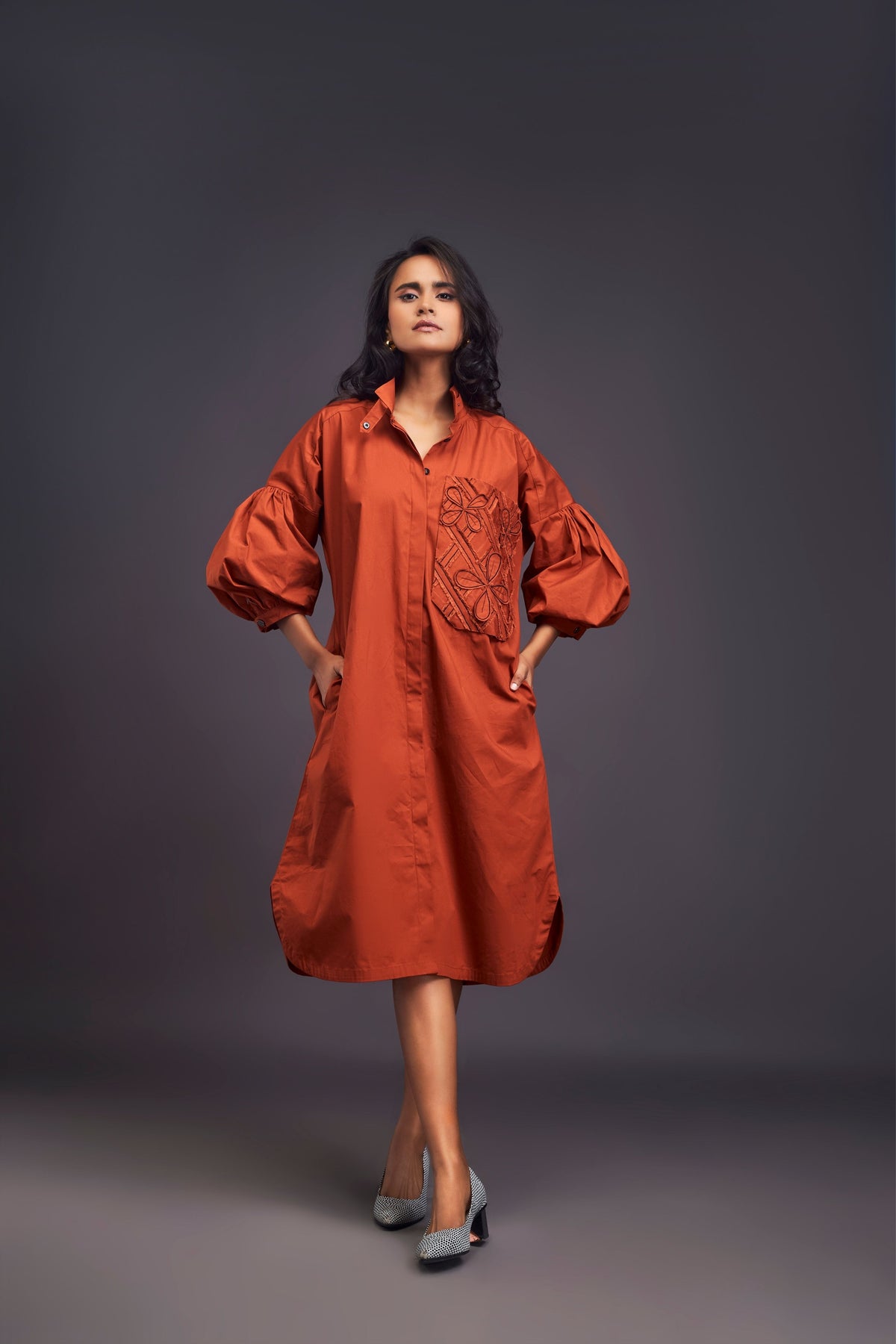 Rust Oversized Shirt Dress