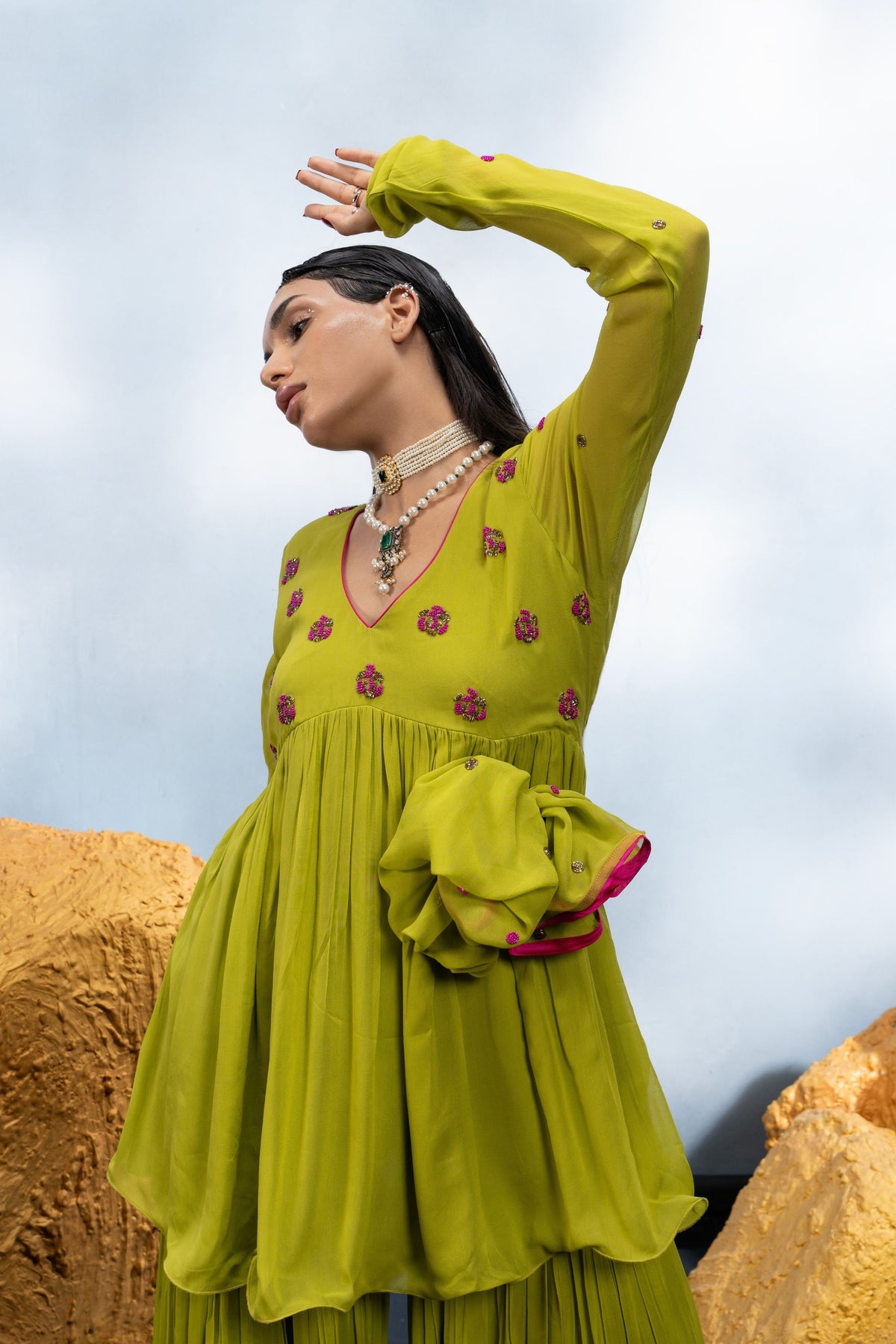 Lime Green Sharara Set