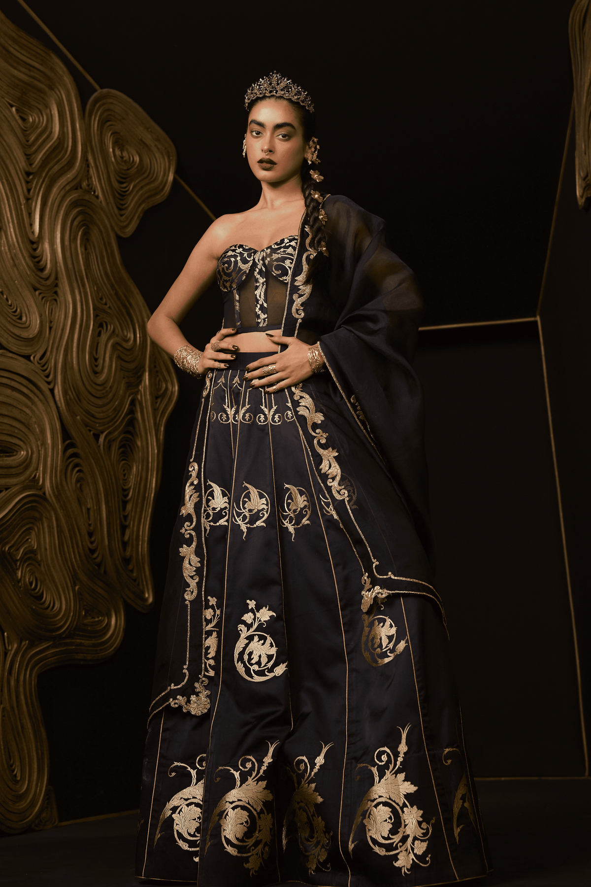 Vixen Lehenga in Black