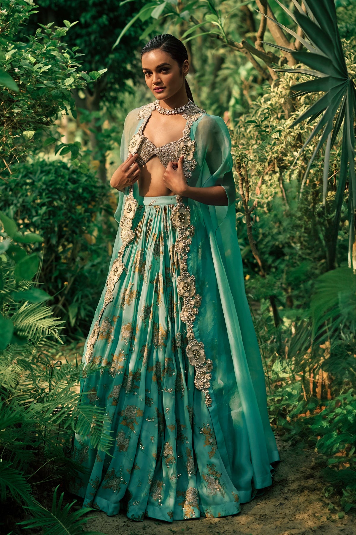 Coral Blue Sylvia Lehenga Set