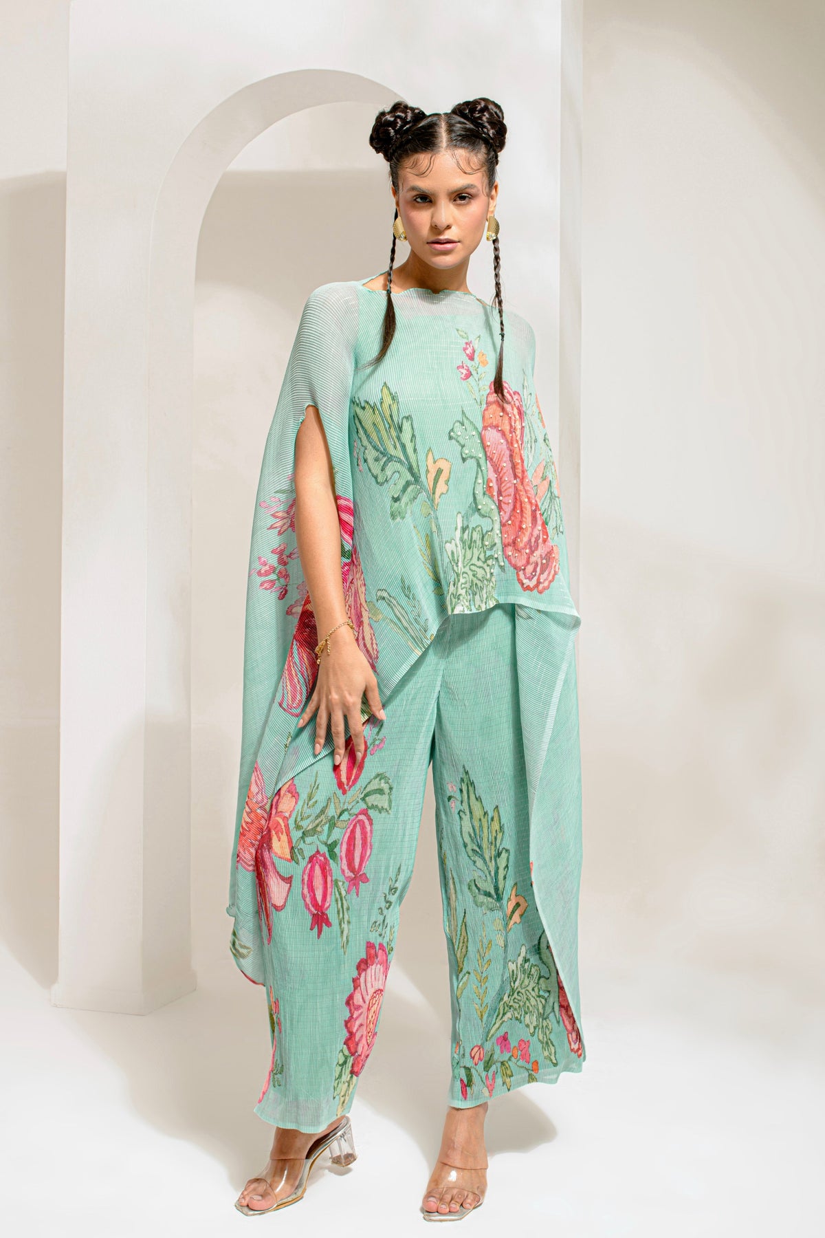 Green Hp Kaftan And Pant