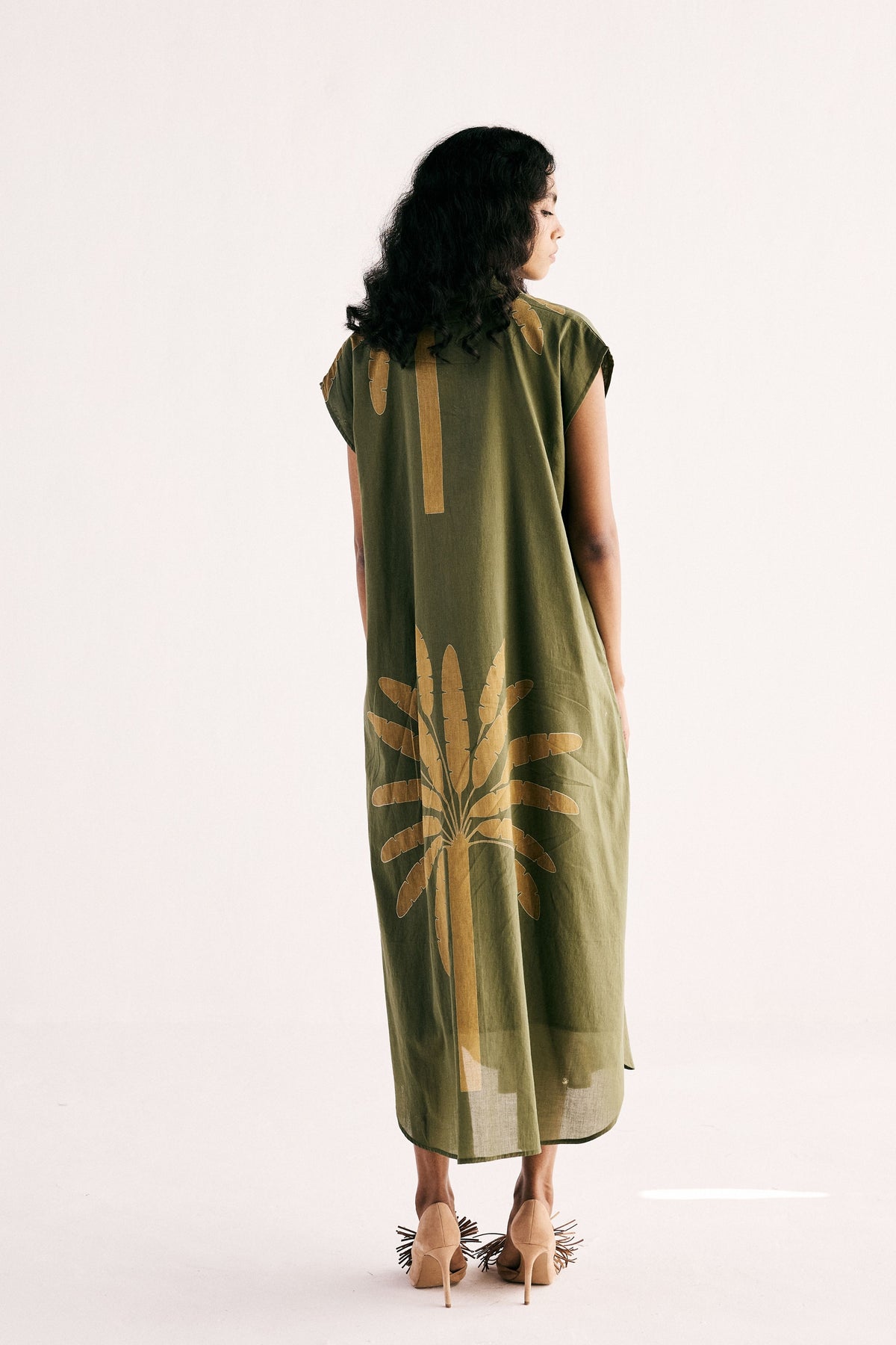 Olive Palm Shirt Dress