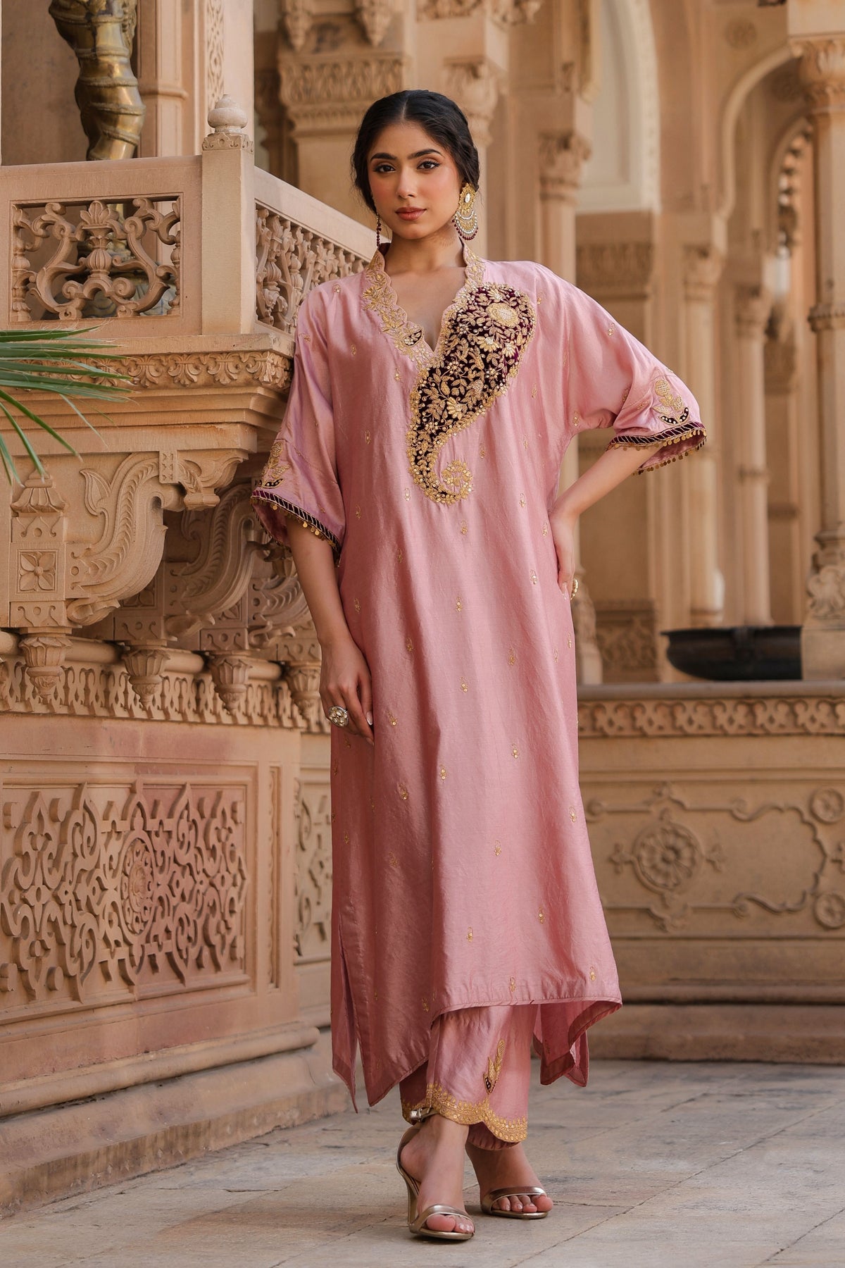 Riwayat Light Pink Kaftan Set