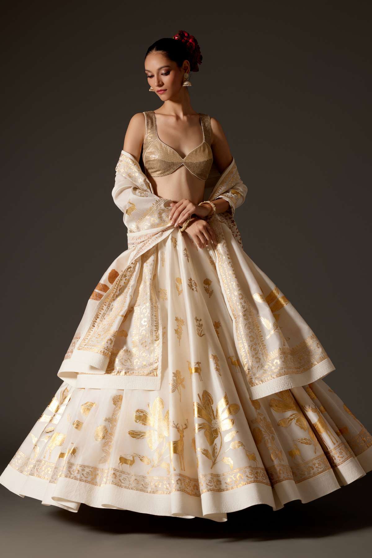 Ivory Chanderi Lehenga Set