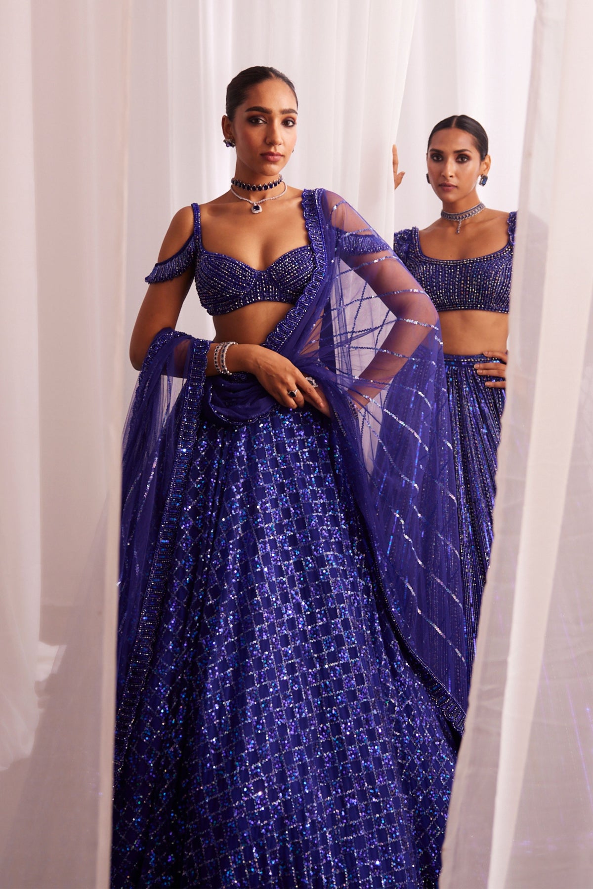 Cocktail Blue Tulle Lehenga Set