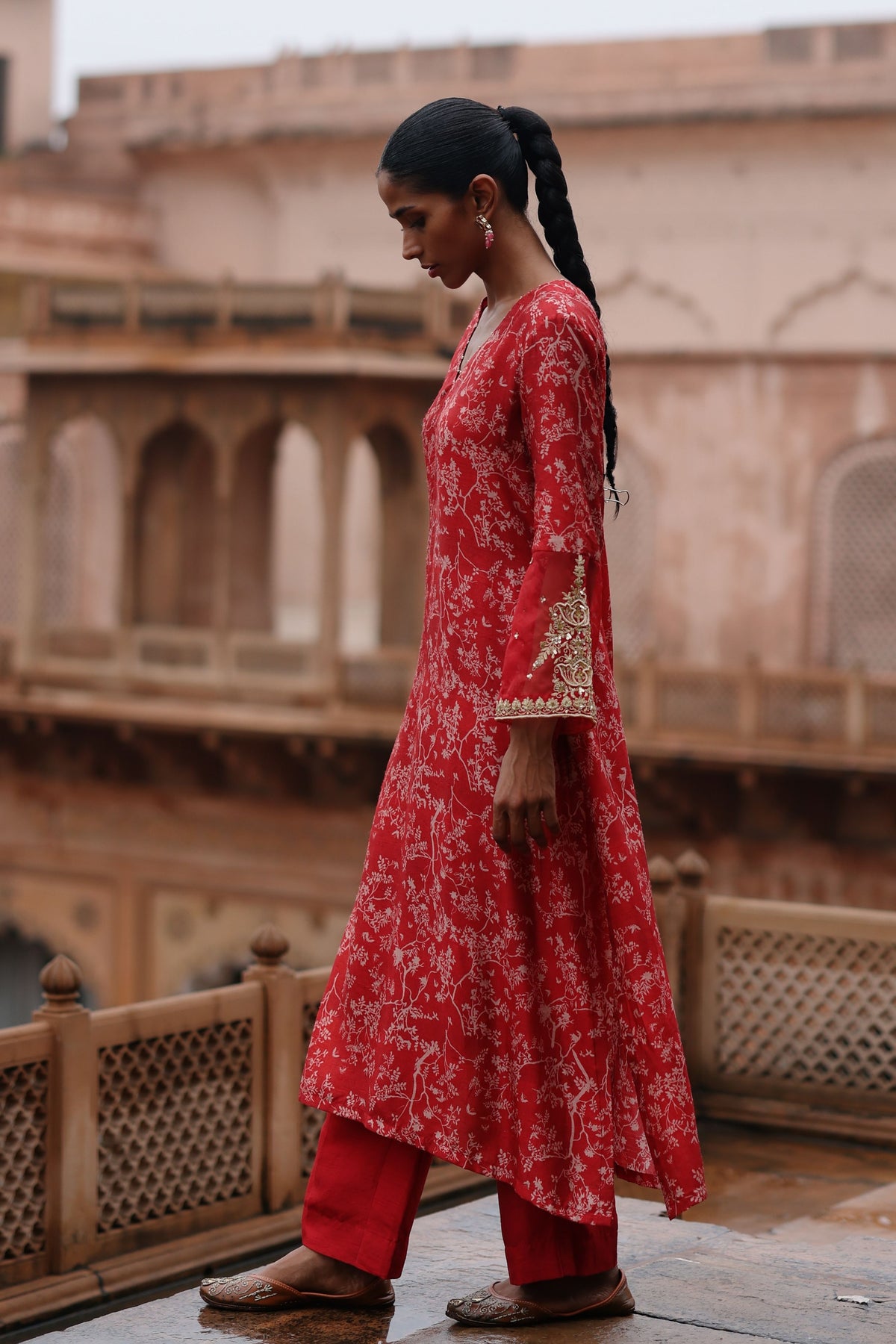 Red Sequin Kurta Set