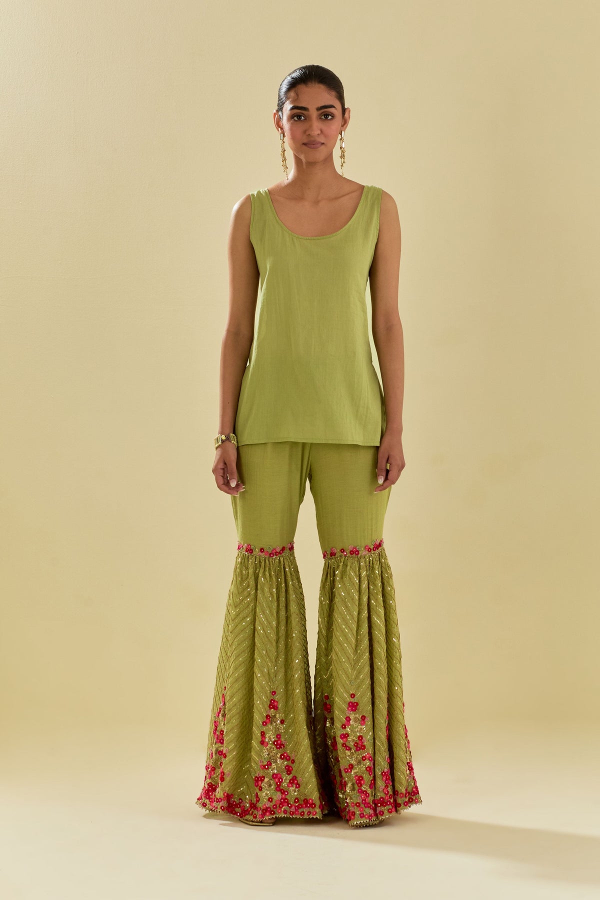 Green Sharara Set