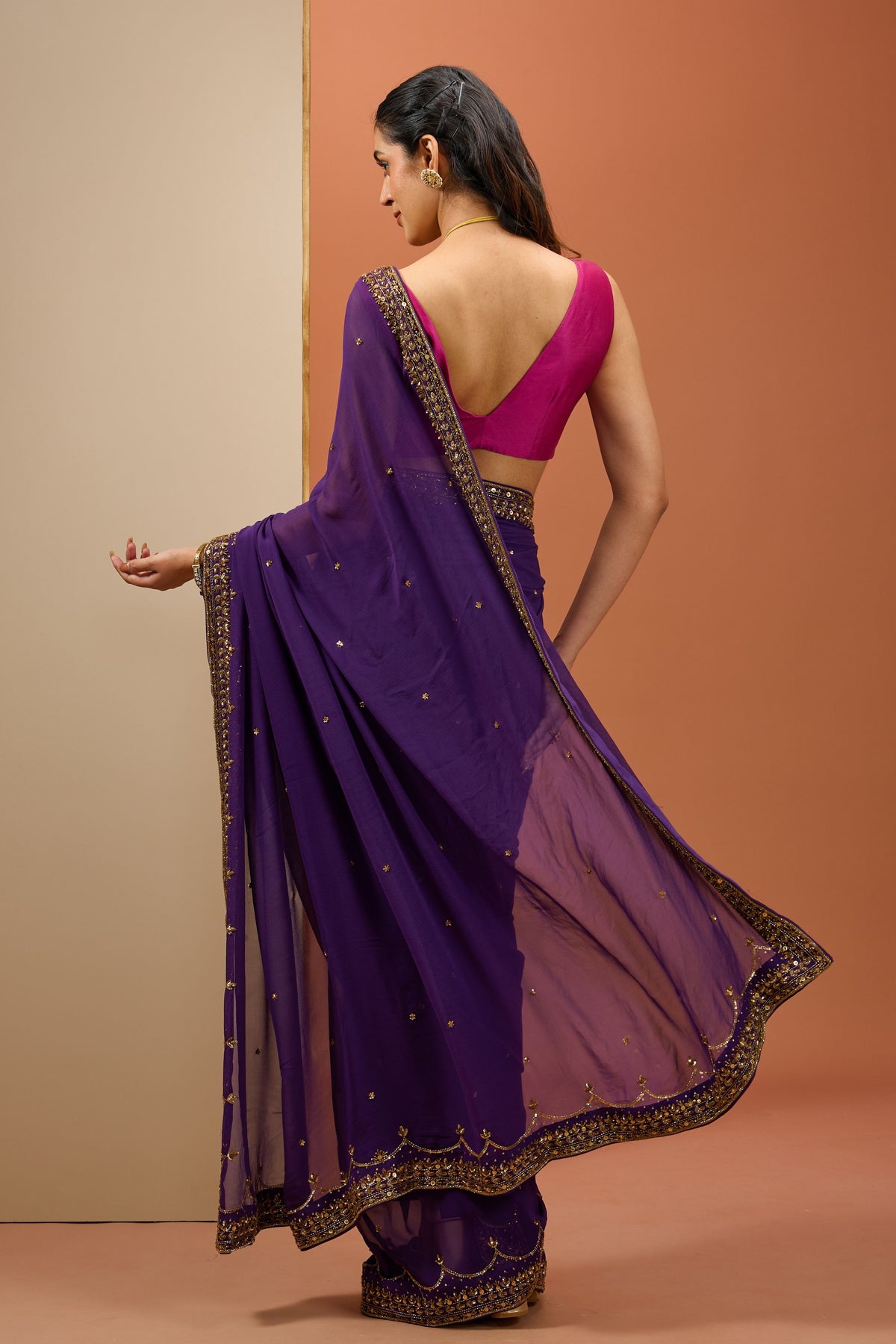 Deep Purple Saree Set