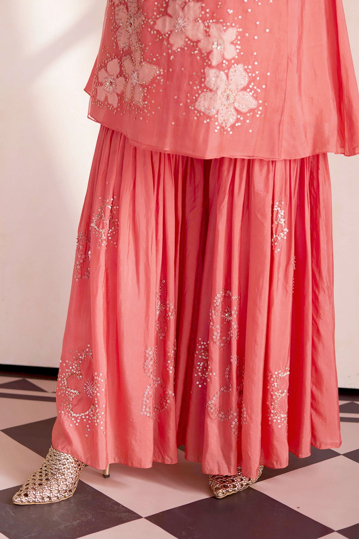 Peach Sharara Set