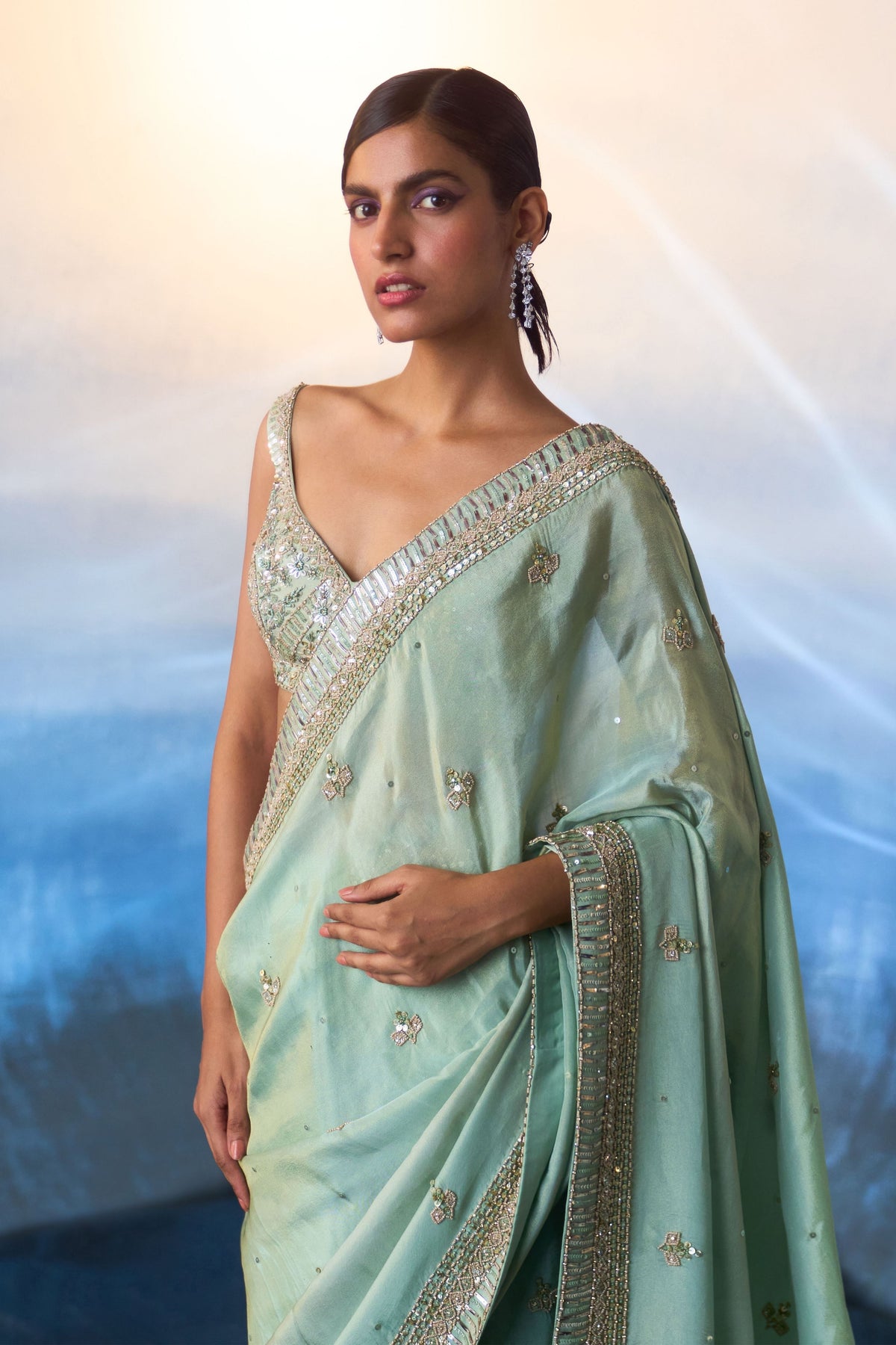 Seafoam Green Saree Set