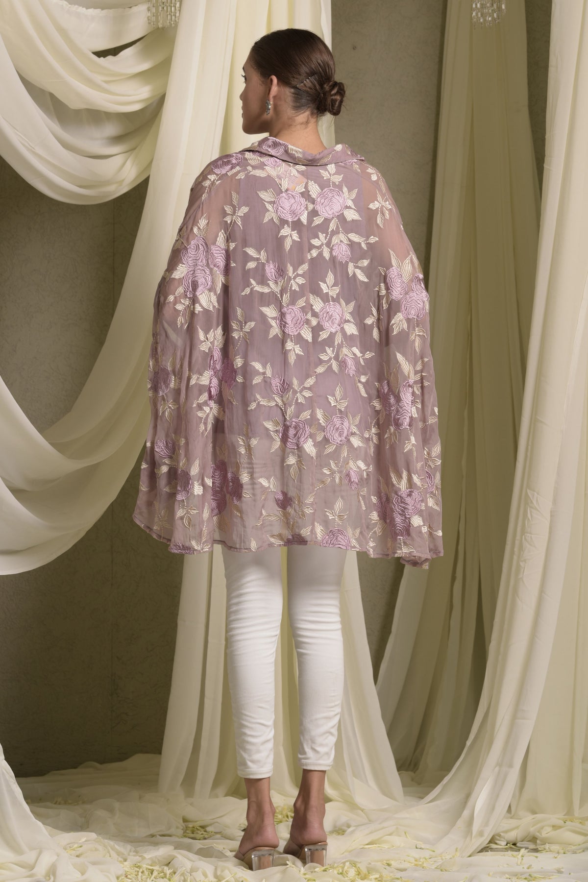 Elahe Embroidered Rose Purple Shirt