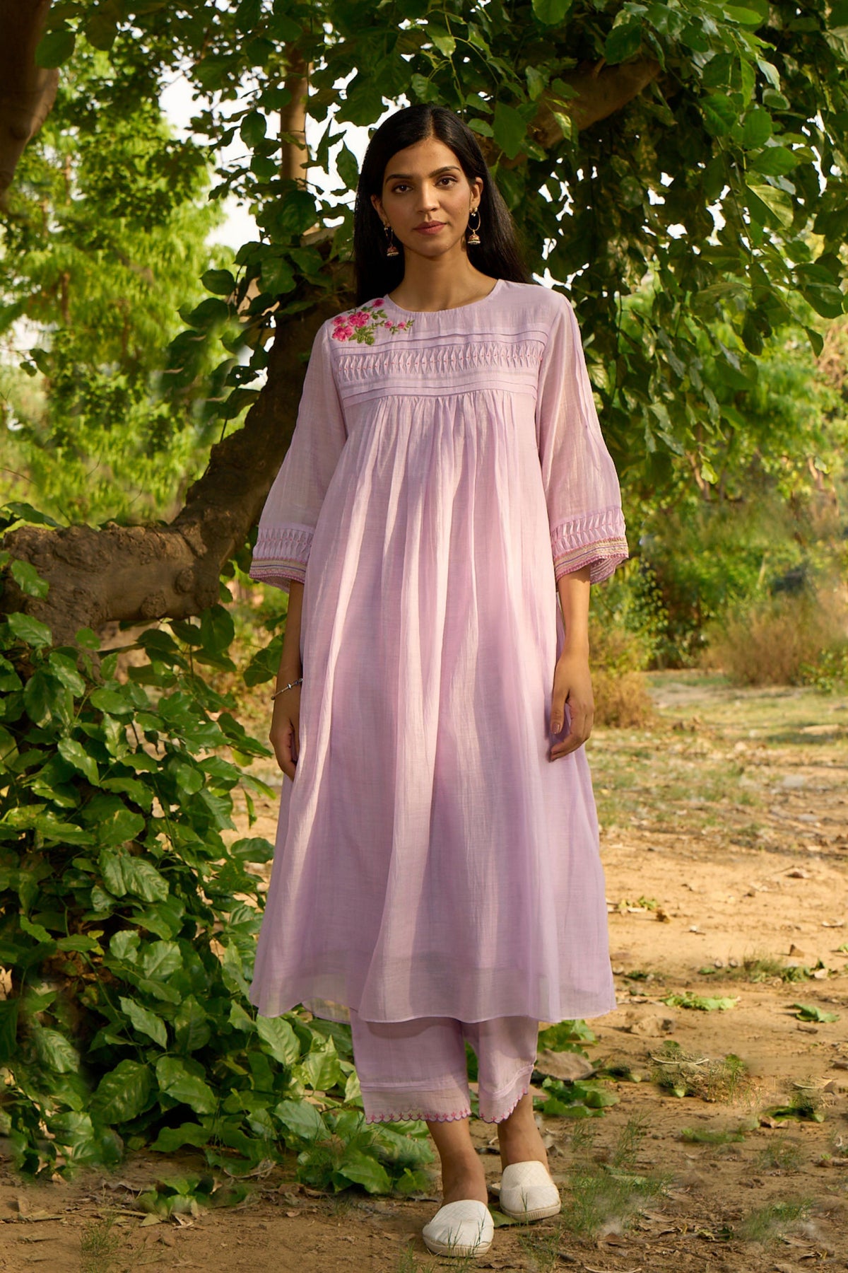 Pleated Kurta Pant Set