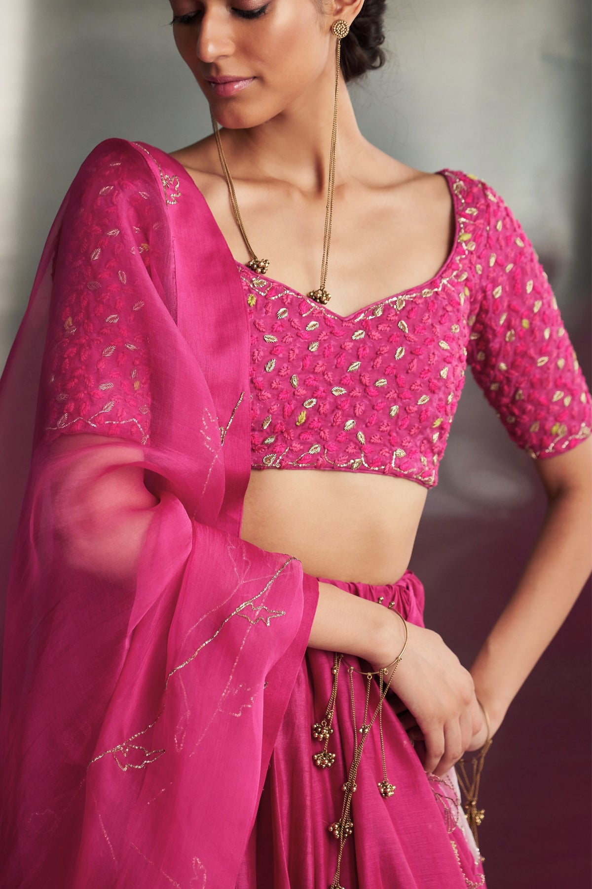 Mulberry Pop Pink Lehenga Set