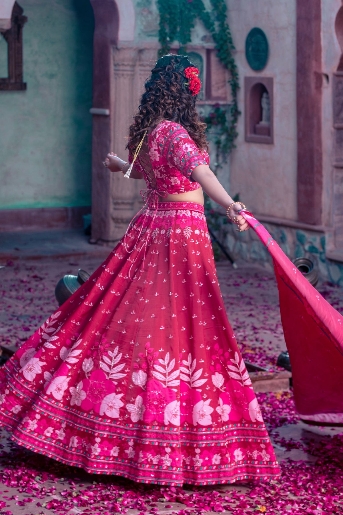 Maroon Embroidered Lehenga Set