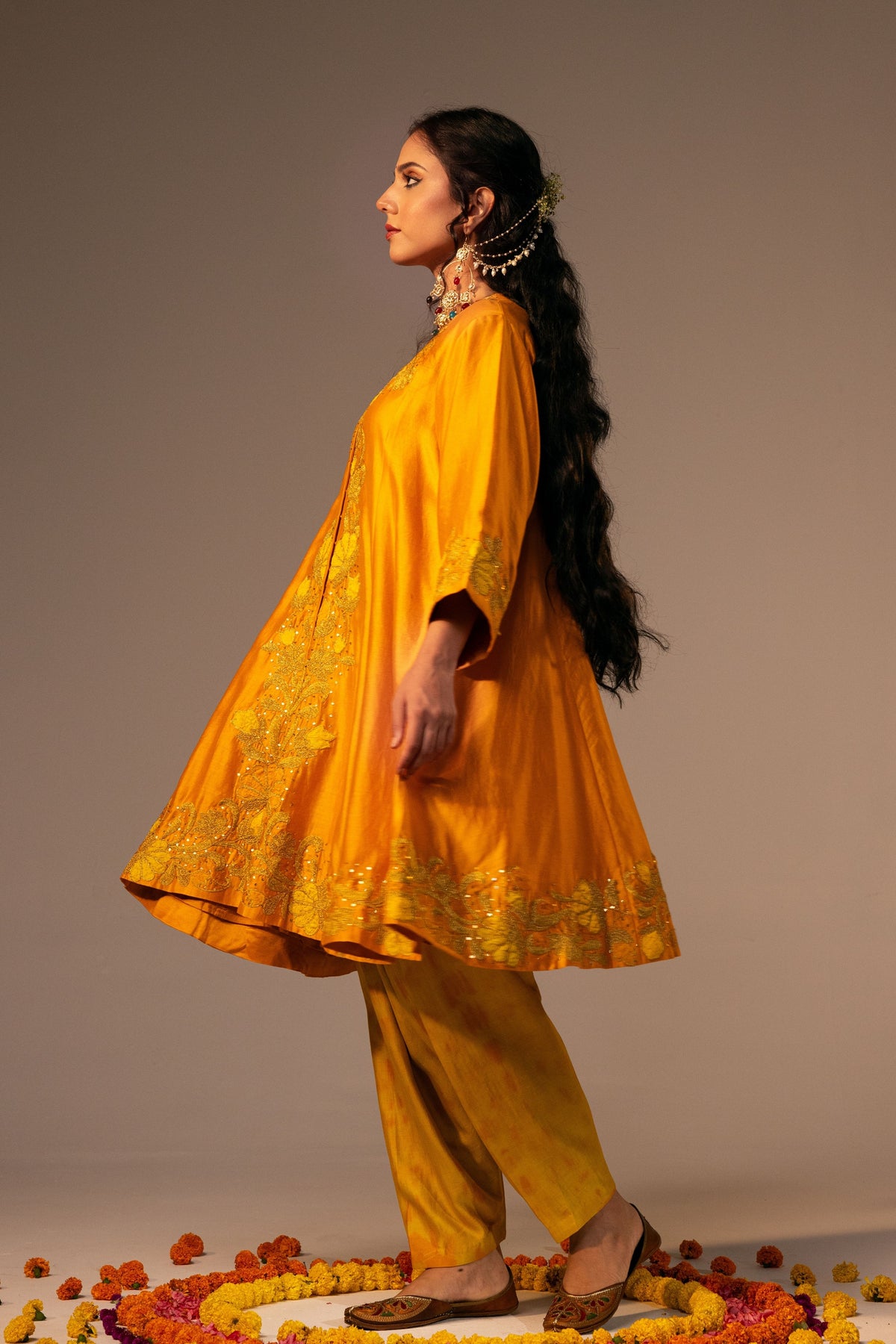 Orange Kurta With Salwar