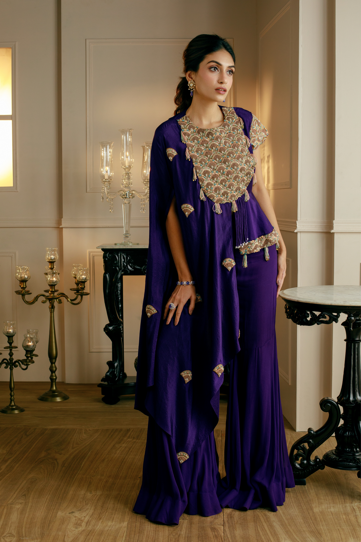 Purple Embroidered Co-order Set