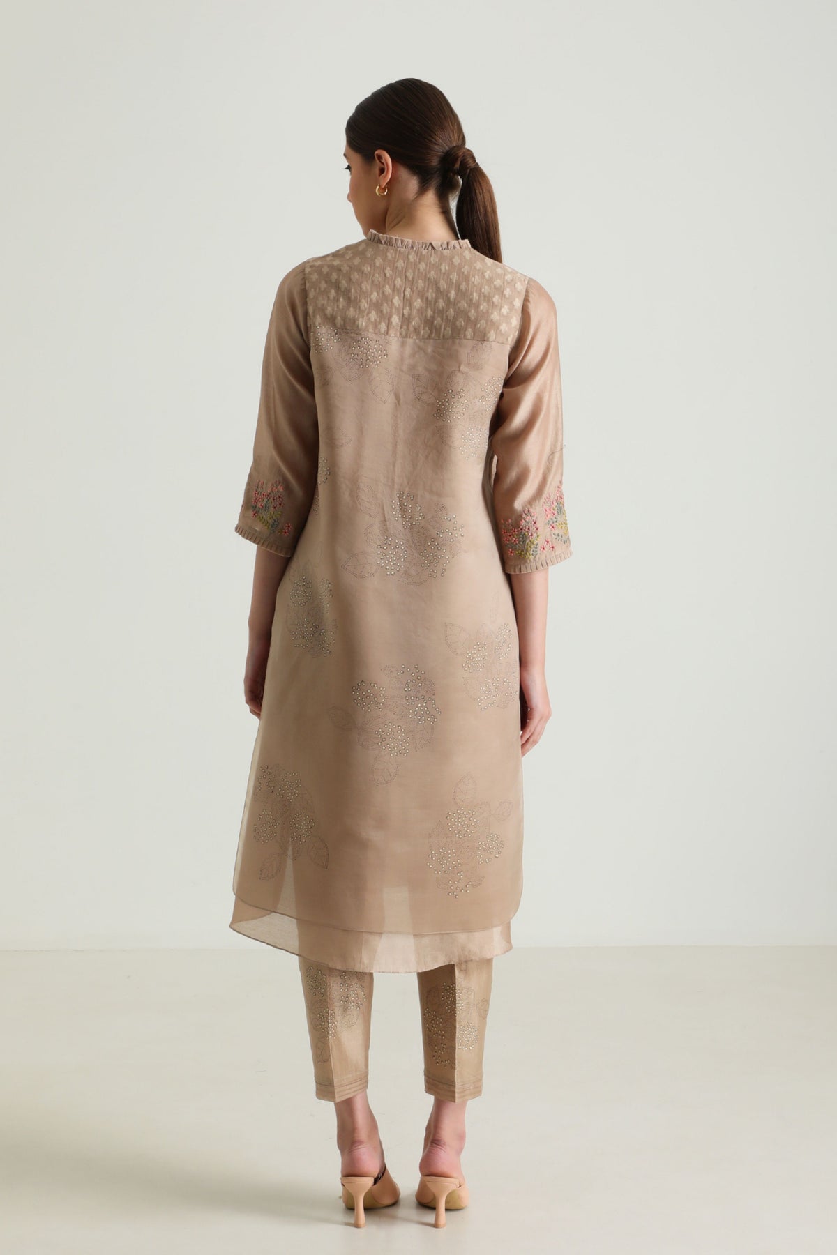 Beige Double Layer Kurta Set