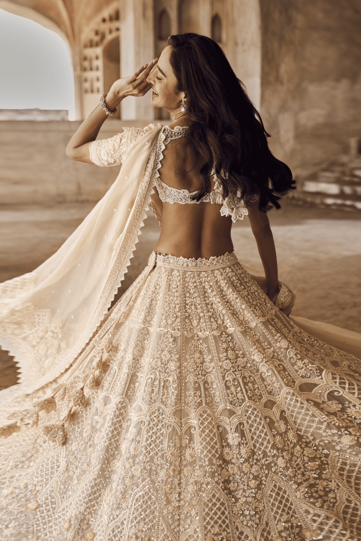 Greyish Ivory Meena Lehenga Set