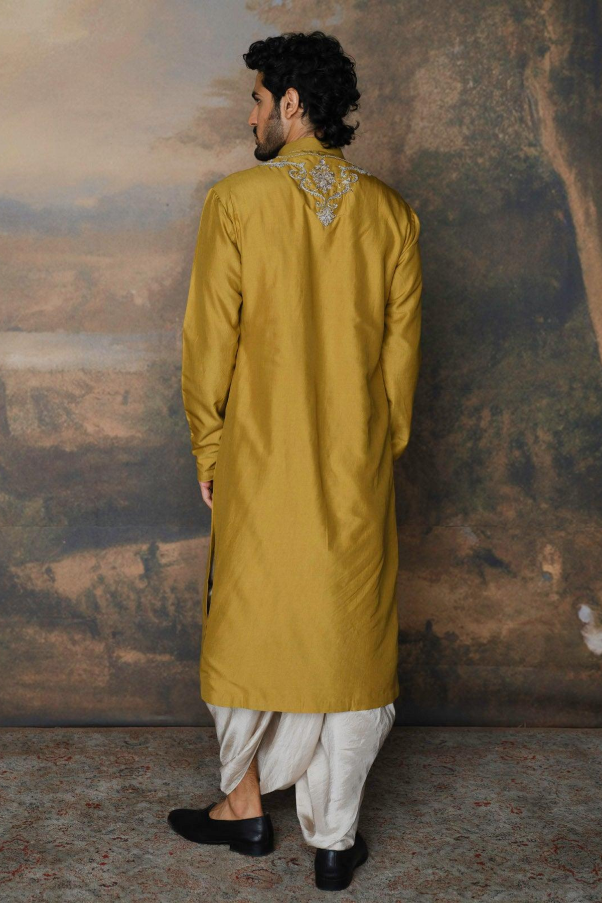 Mustard Kurta With Dhoti