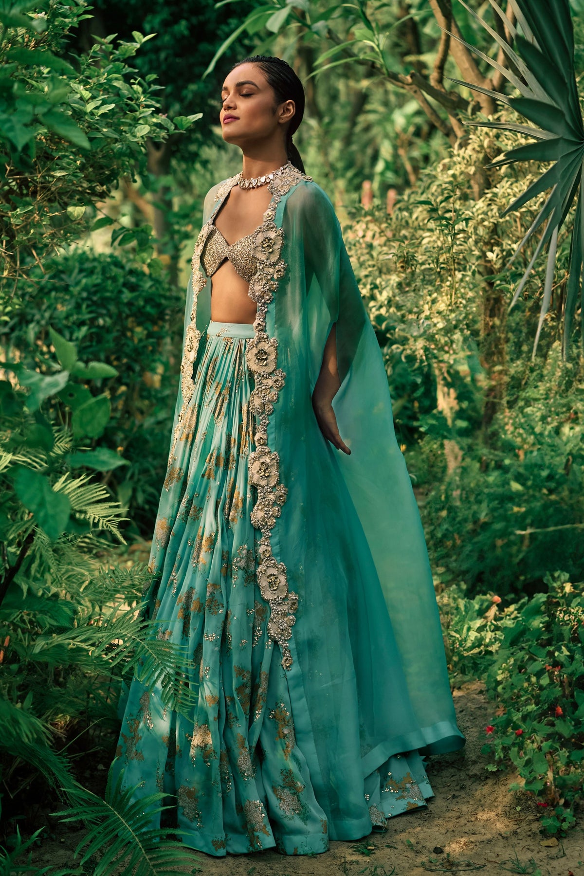 Coral Blue Sylvia Lehenga Set