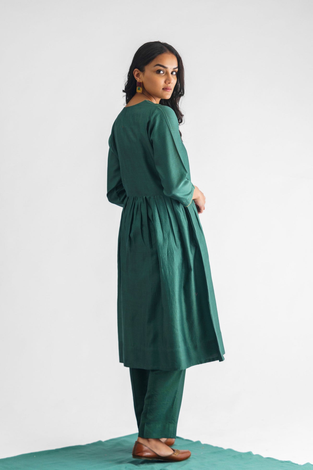 Green Chanderi Silk Tunic Set