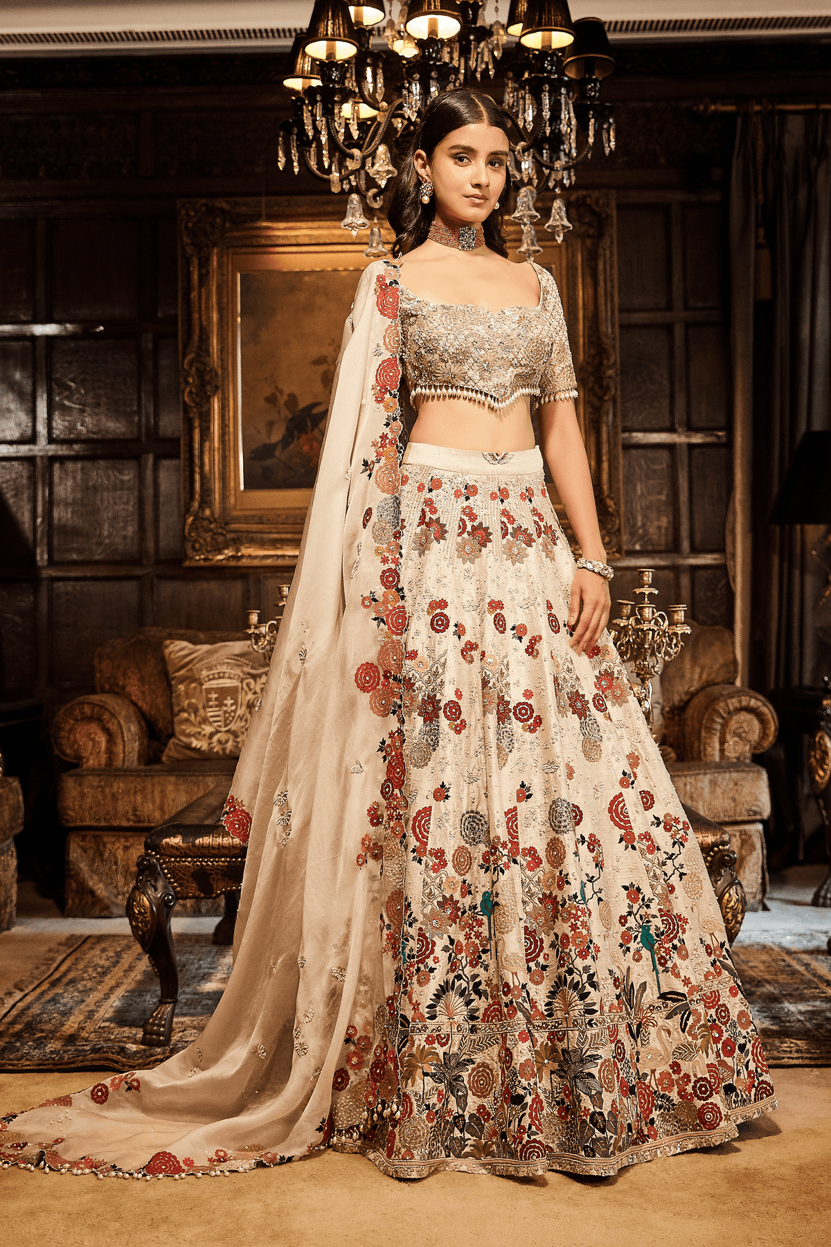 Royal Satire Ekru Lehenga Set