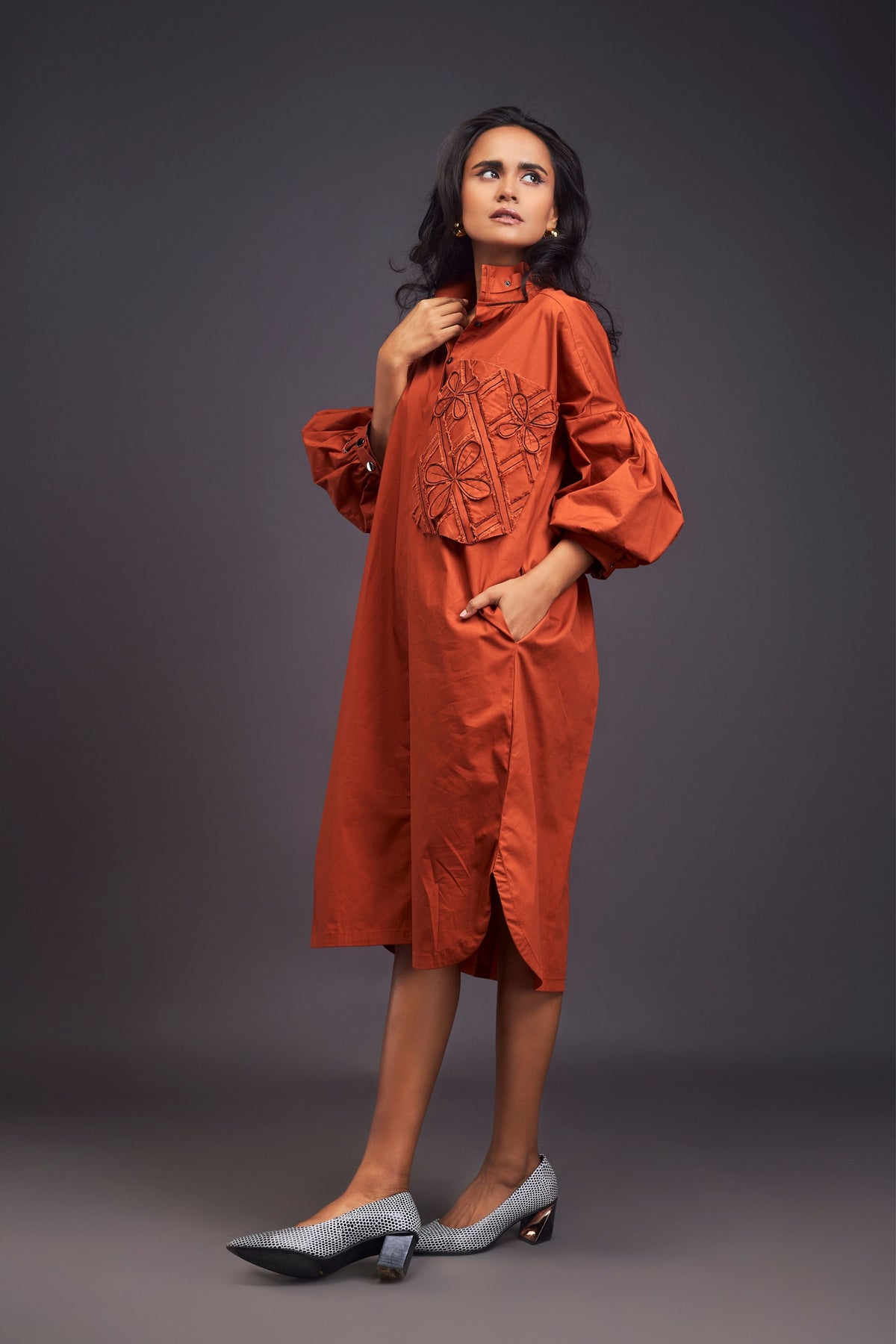 Rust Oversized Shirt Dress