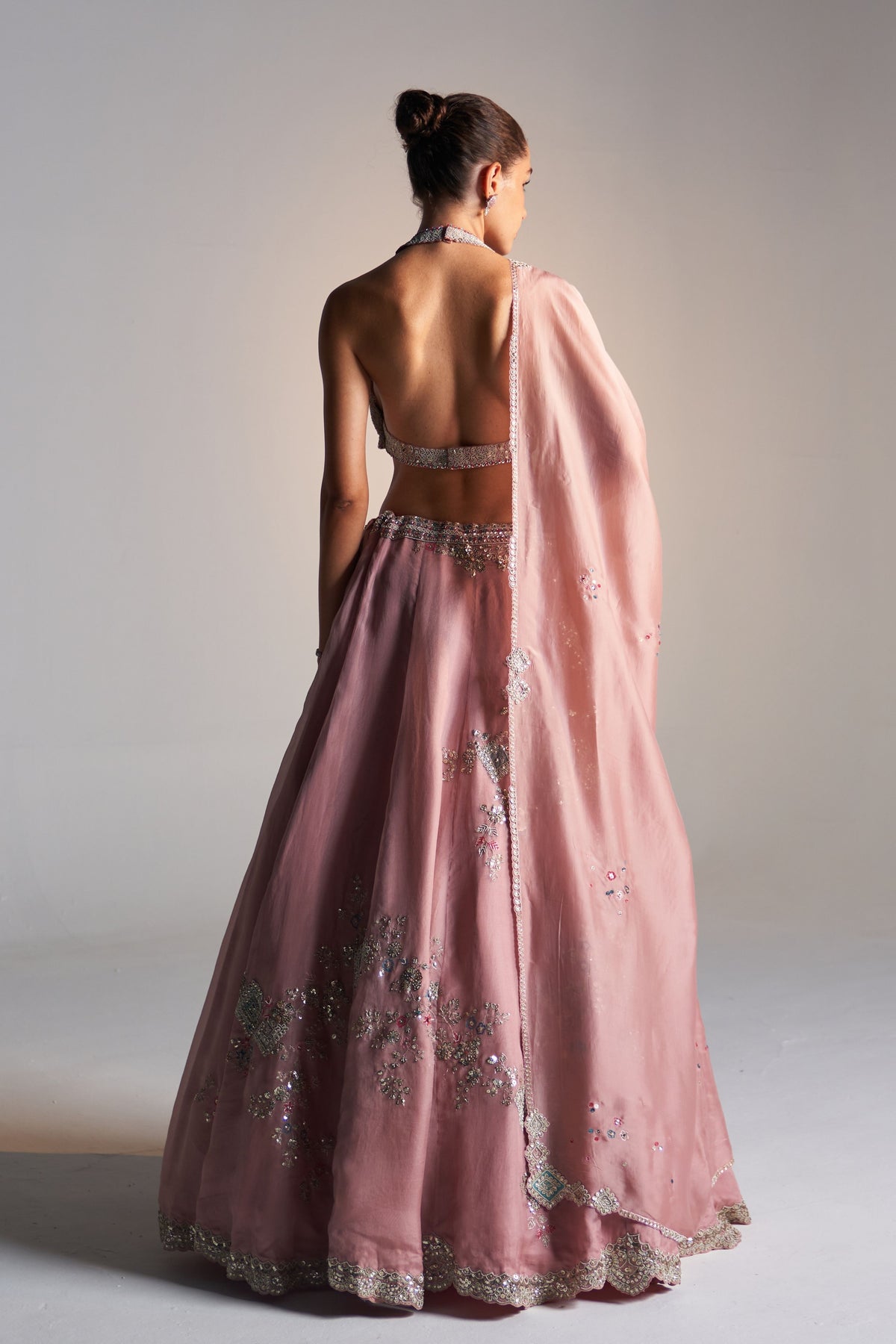 Camellia Pink Organza Lehenga Set