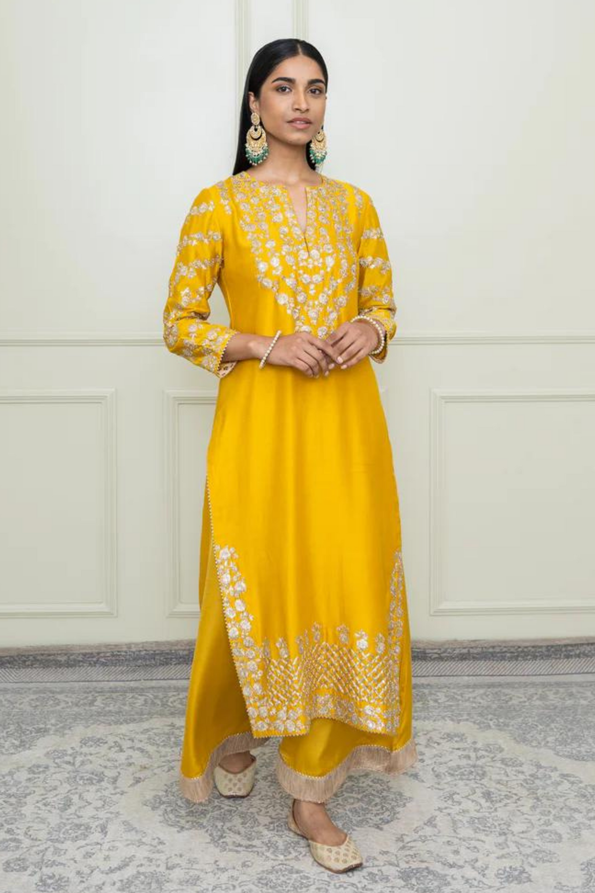 Glaze mustard long kurta set