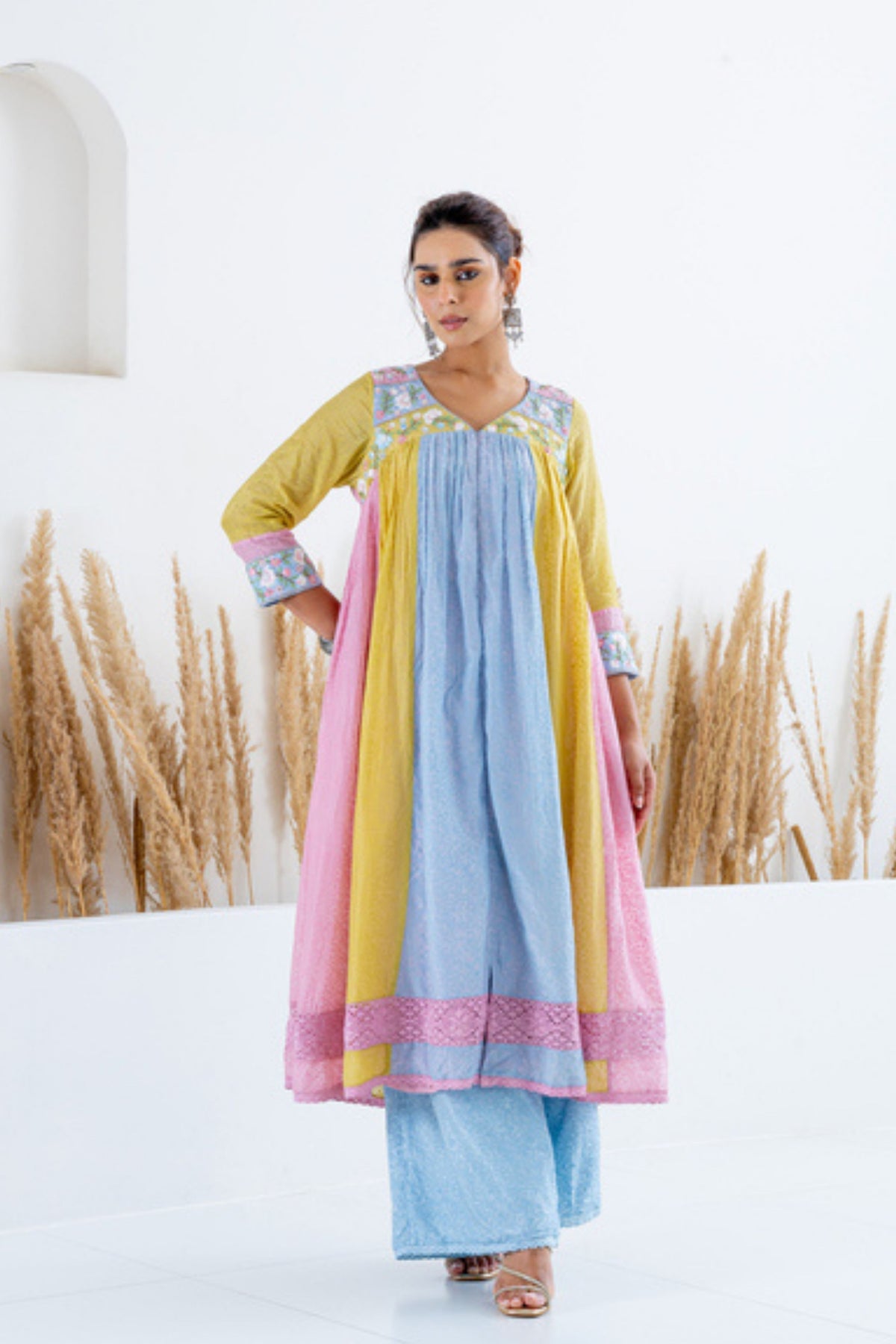 Blue Yellow Kurta Set