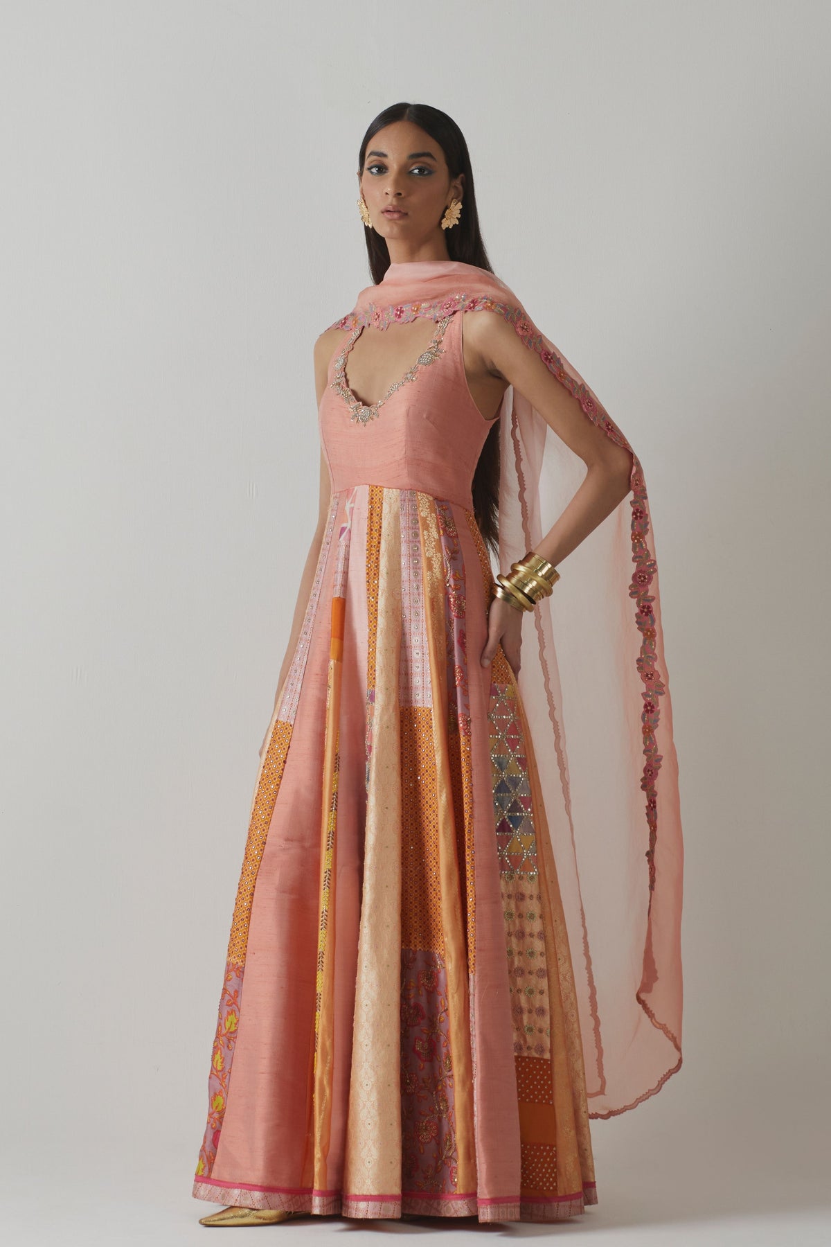 Coral Anarkali Set