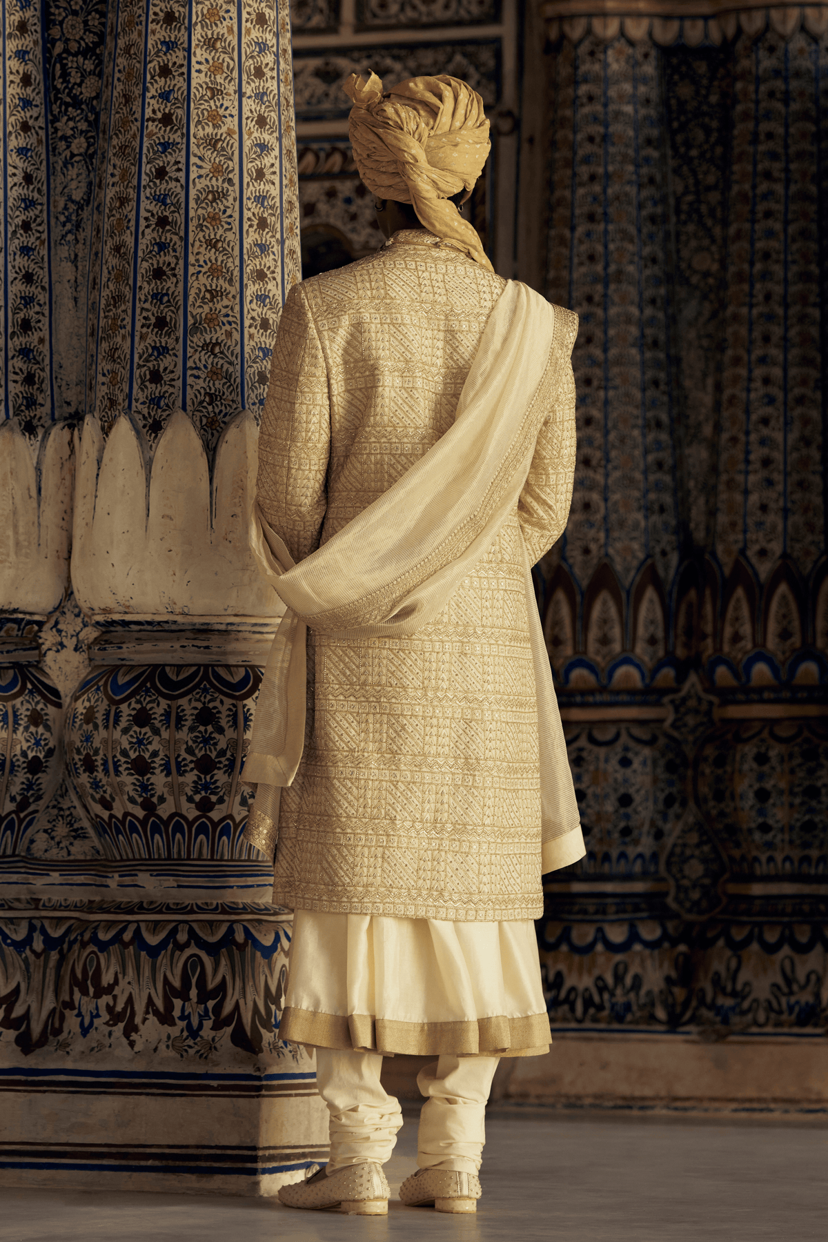 Gold Sherwani With Kurta Set