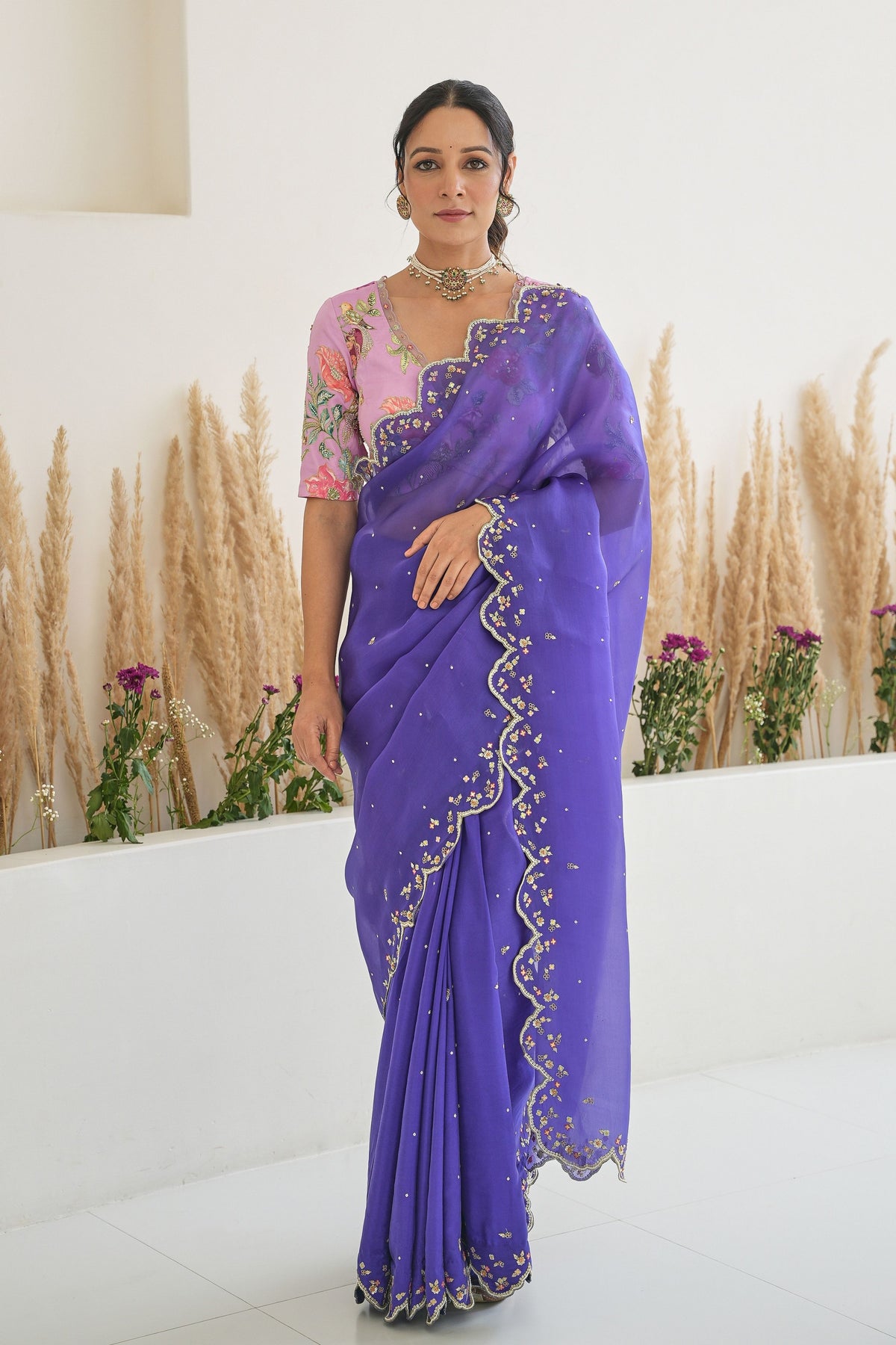 Nargis Saree Fiza Blouse in Royal Purple