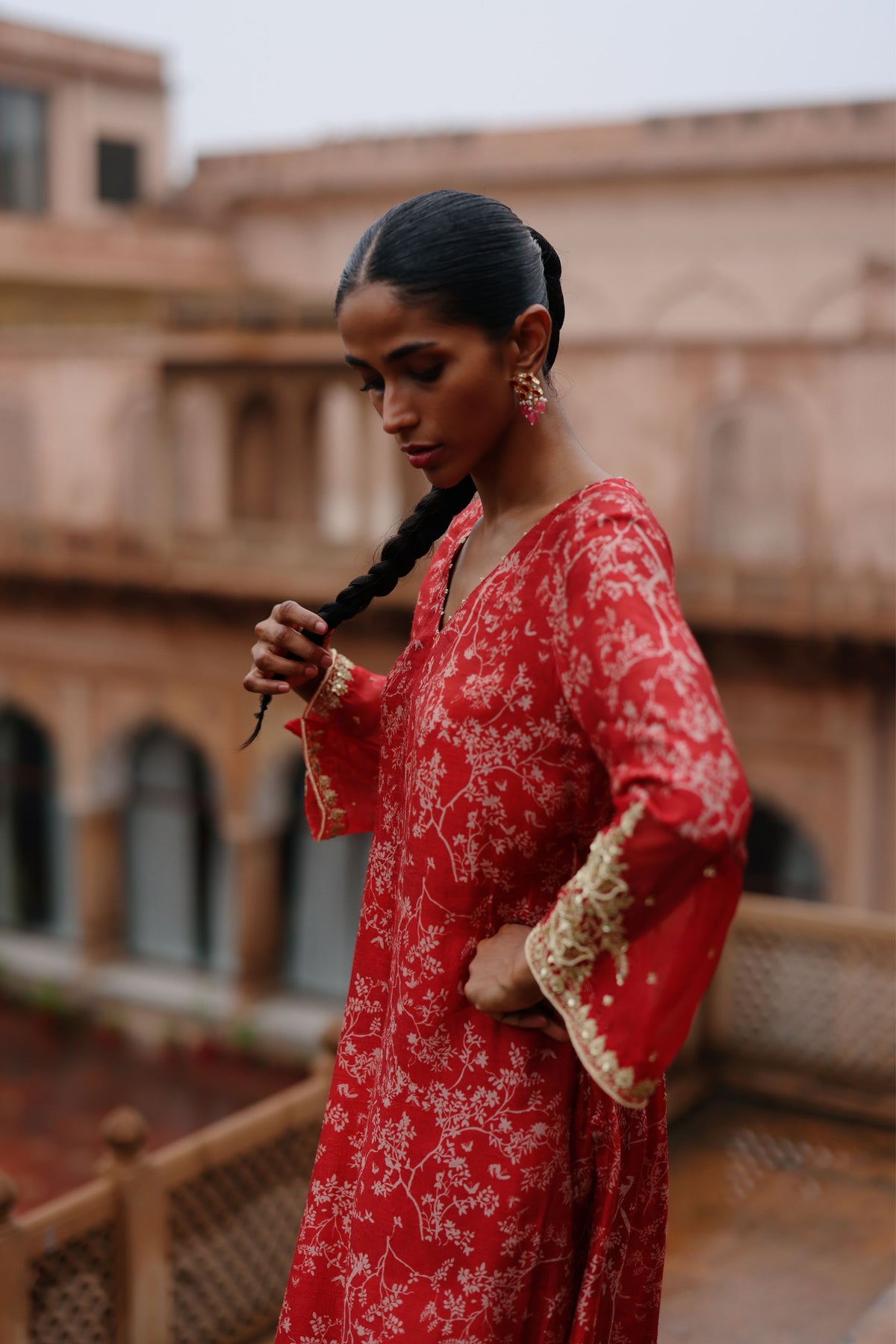 Red Sequin Kurta Set