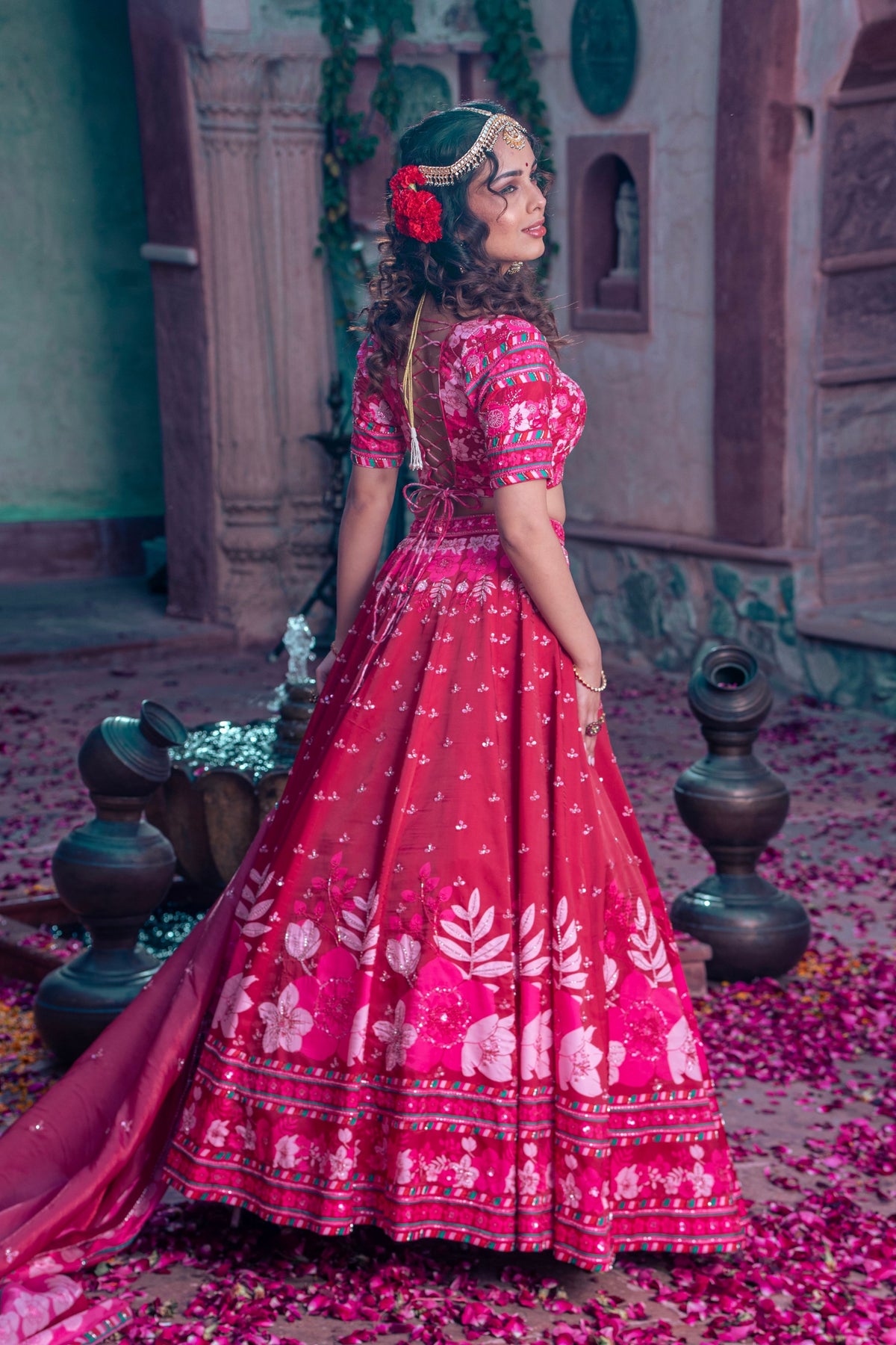 Maroon Embroidered Lehenga Set