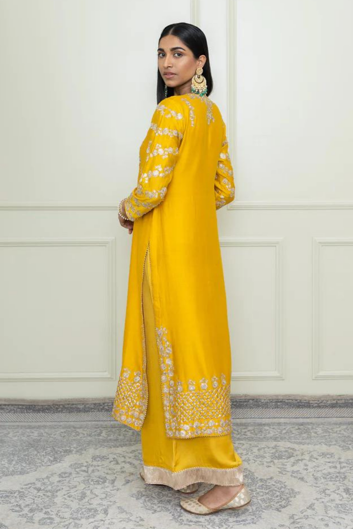 Glaze mustard long kurta set