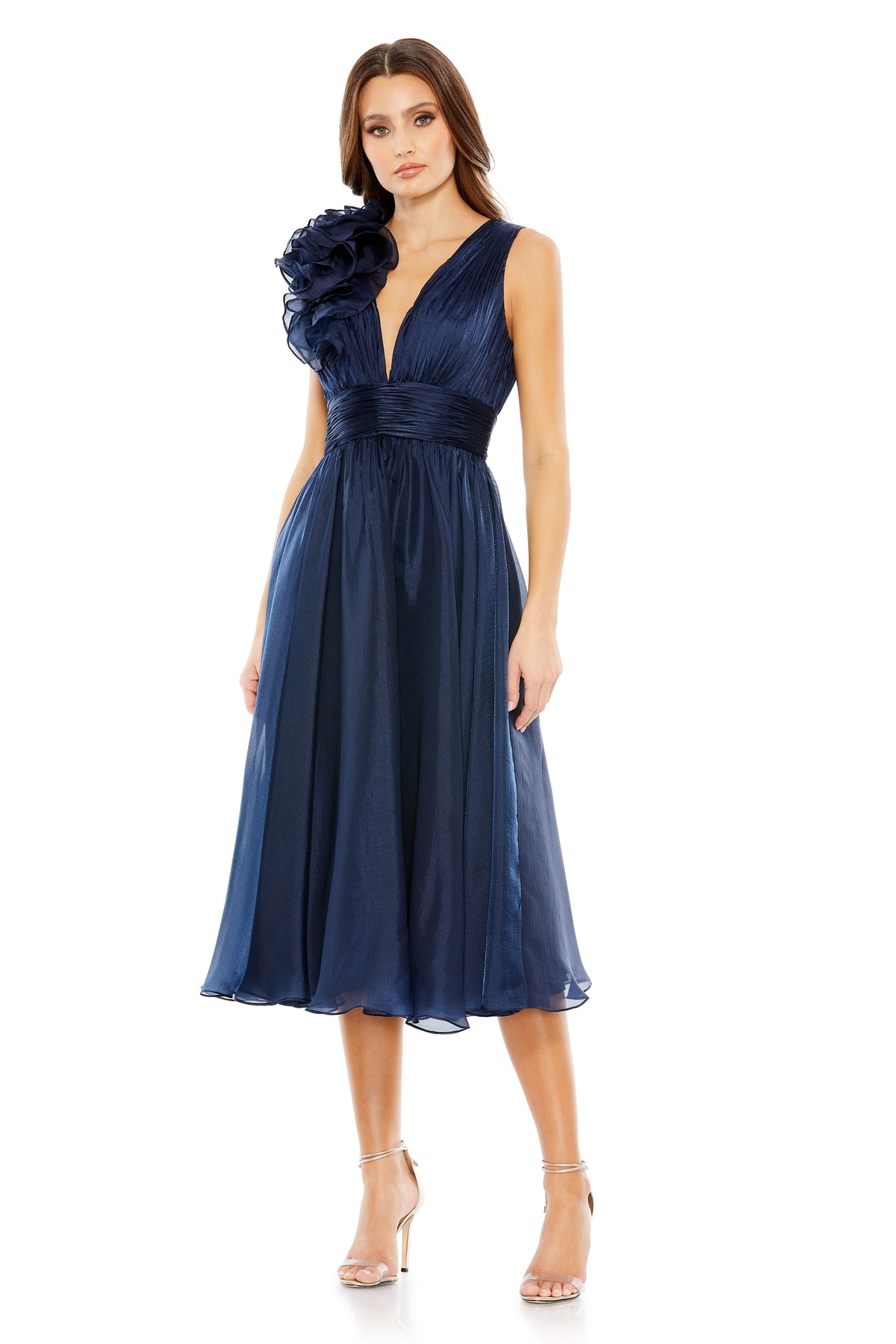 Ruffled Rosette Midnight Dress